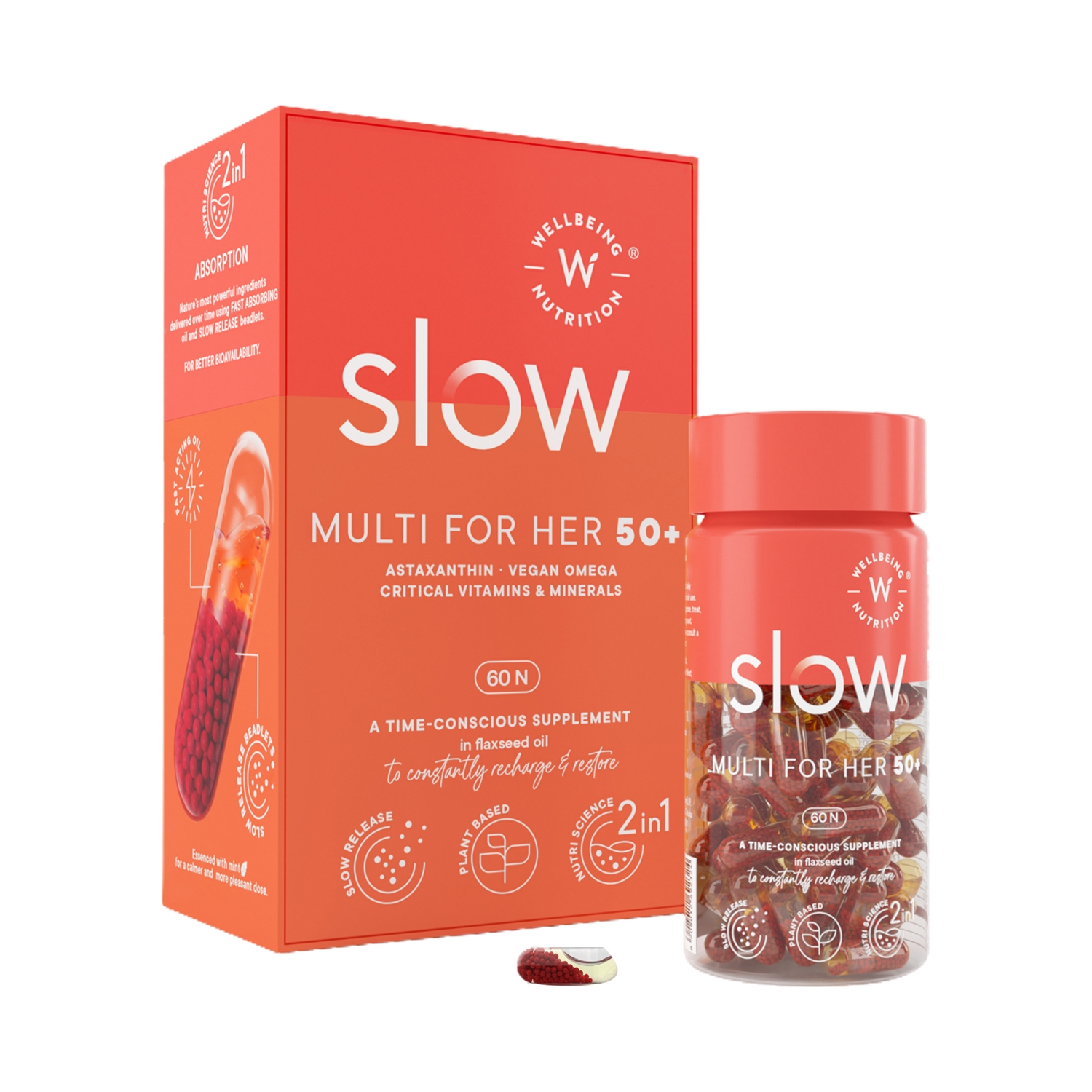 Wellbeing Nutrition | Wellbeing Nutrition Slow Multivitamin For Her 50+ for Bone, Heart Health & Cognition
