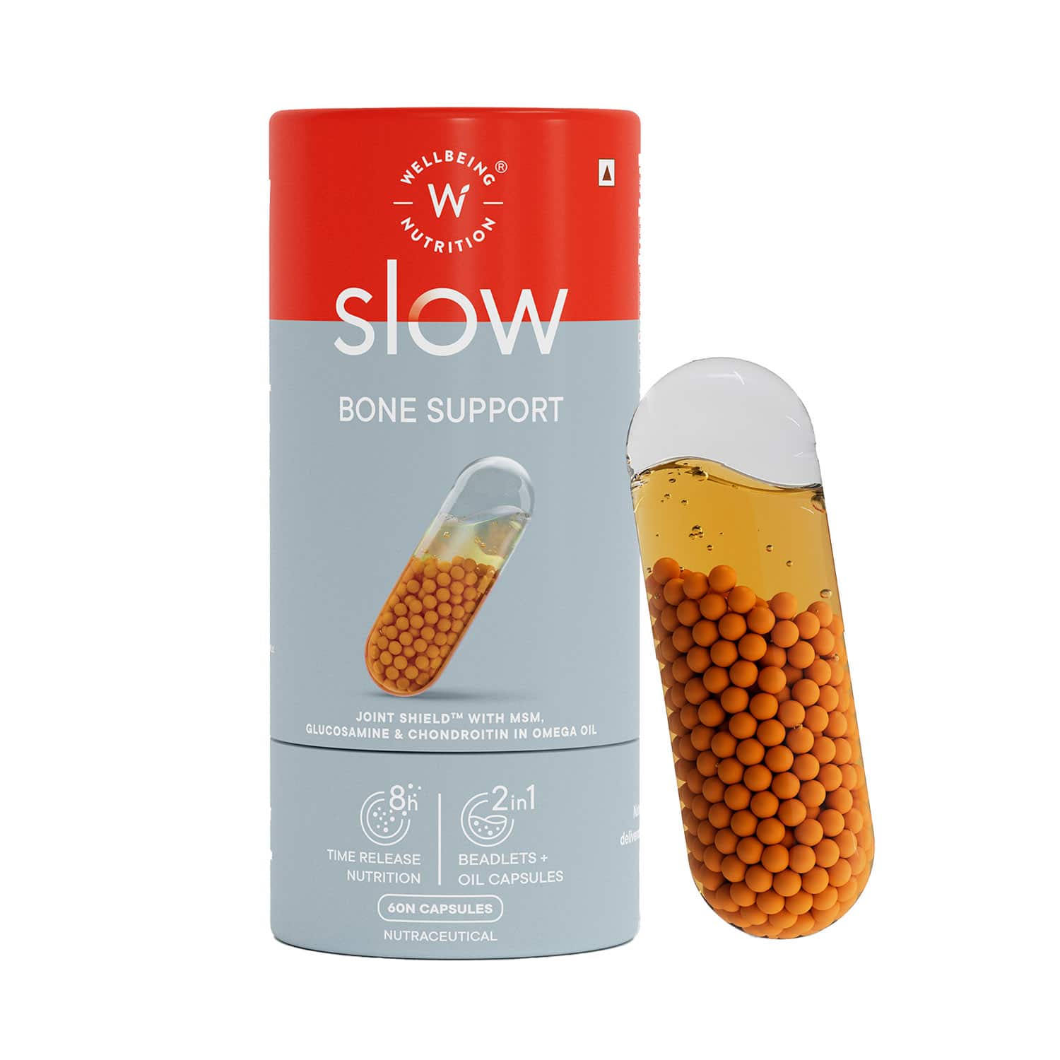 Wellbeing Nutrition | Wellbeing Nutrition Slow Bone Support Capsule for Men and Women Glucosamine Calcium (60 Capsules)