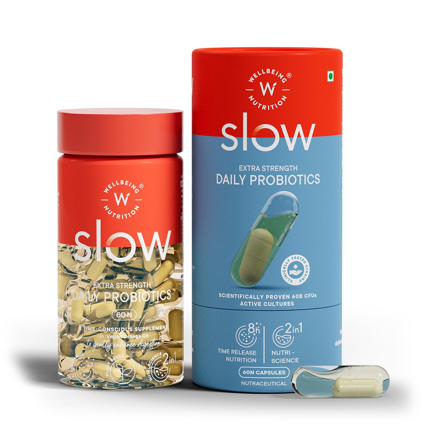 Wellbeing Nutrition | Wellbeing Nutrition Slow Gut Health with 20BCFU Probiotic & Prebiotic for Digestion