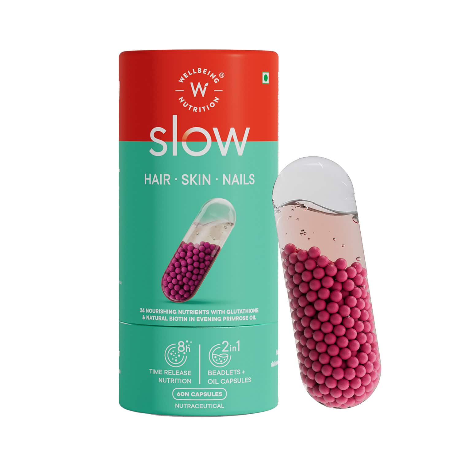 Wellbeing Nutrition | Wellbeing Nutrition Slow Skin Hair and Nails Capsule for Men & Women (60 Capsules)