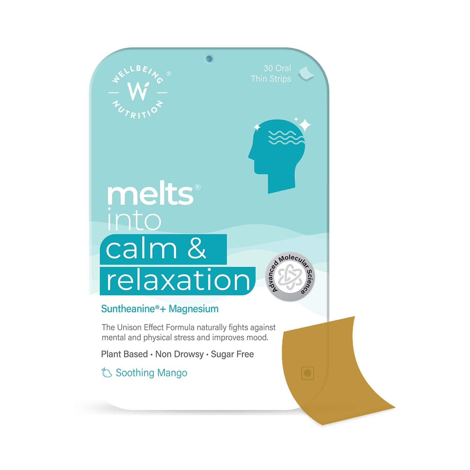 Wellbeing Nutrition | Wellbeing Nutrition Melts Calm & Relaxation Suntheanine L-theanine, Magnesium & Chamomile (30 Strips)