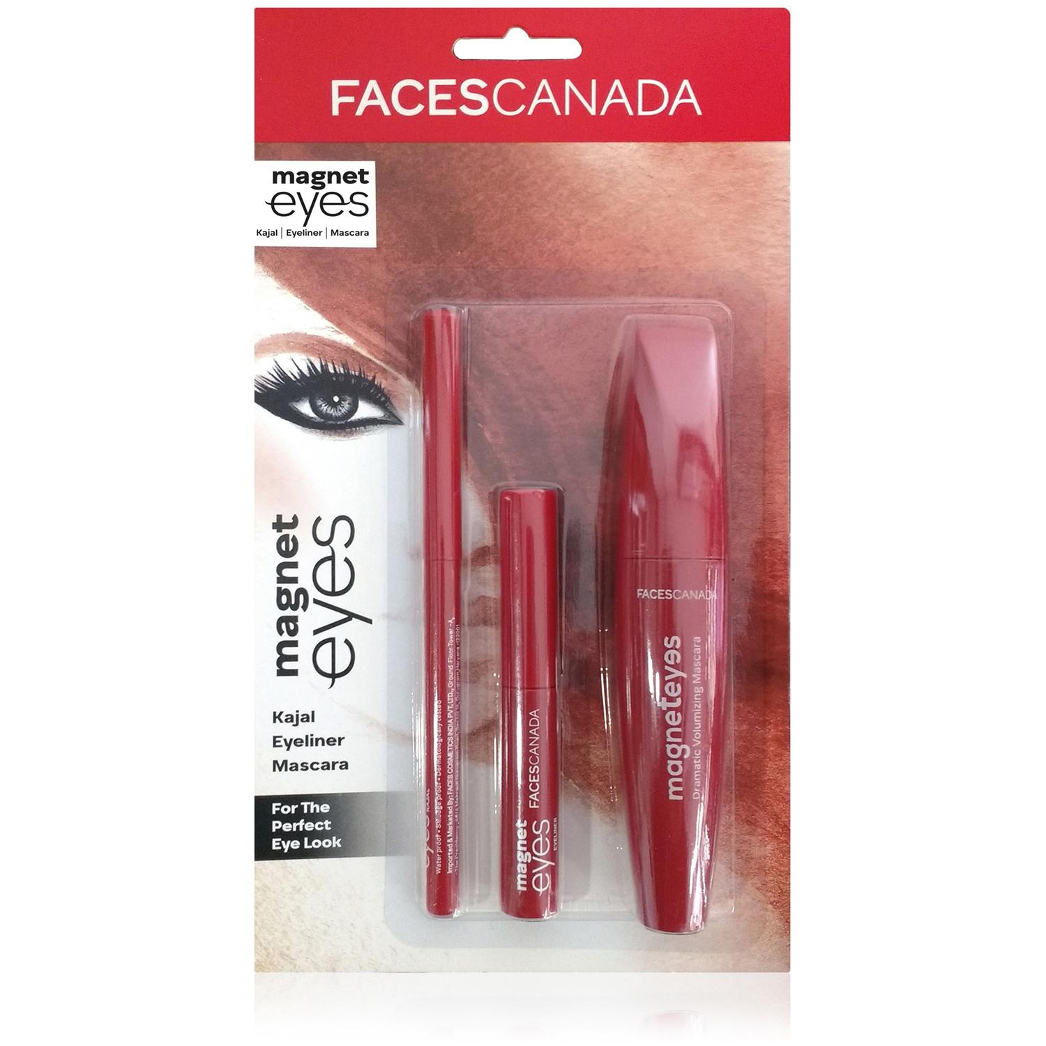 Faces Canada | Faces Canada Magneteyes Range Trio Pack - Black, 13.35 g, Kajal + Eyeliner + Mascara
