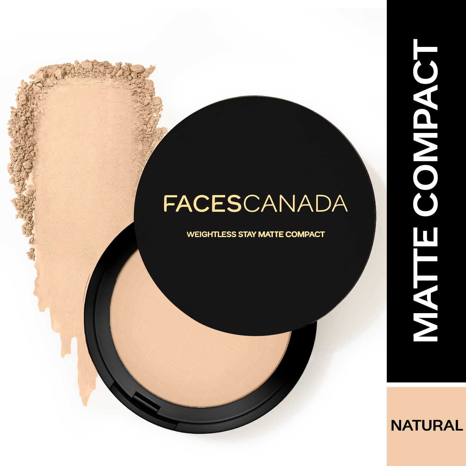 Faces Canada Weightless Stay Matte Finish Compact Powder,Non Oily Matte Pressed Powder -Natural (9 g)