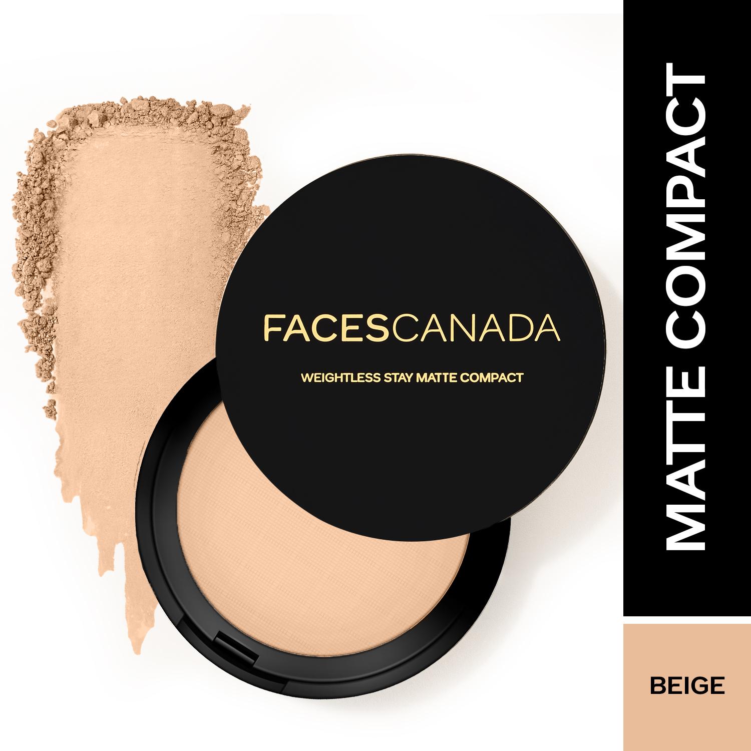 Faces Canada | Faces Canada Weightless Stay Matte Finish Compact Powder,Non Oily Matte Pressed Powder -Beige (9 g)