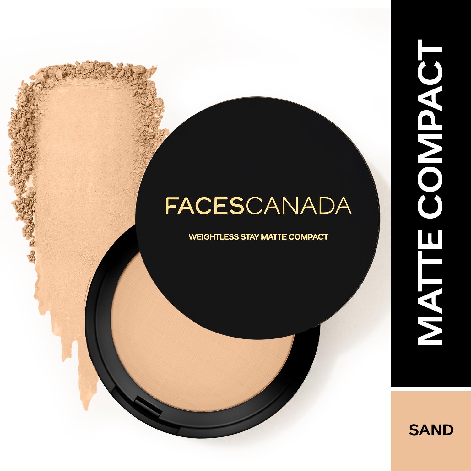 Faces Canada | Faces Canada Weightless Stay Matte Finish Compact Powder,Non Oily Matte Pressed Powder -Sand (9 g)