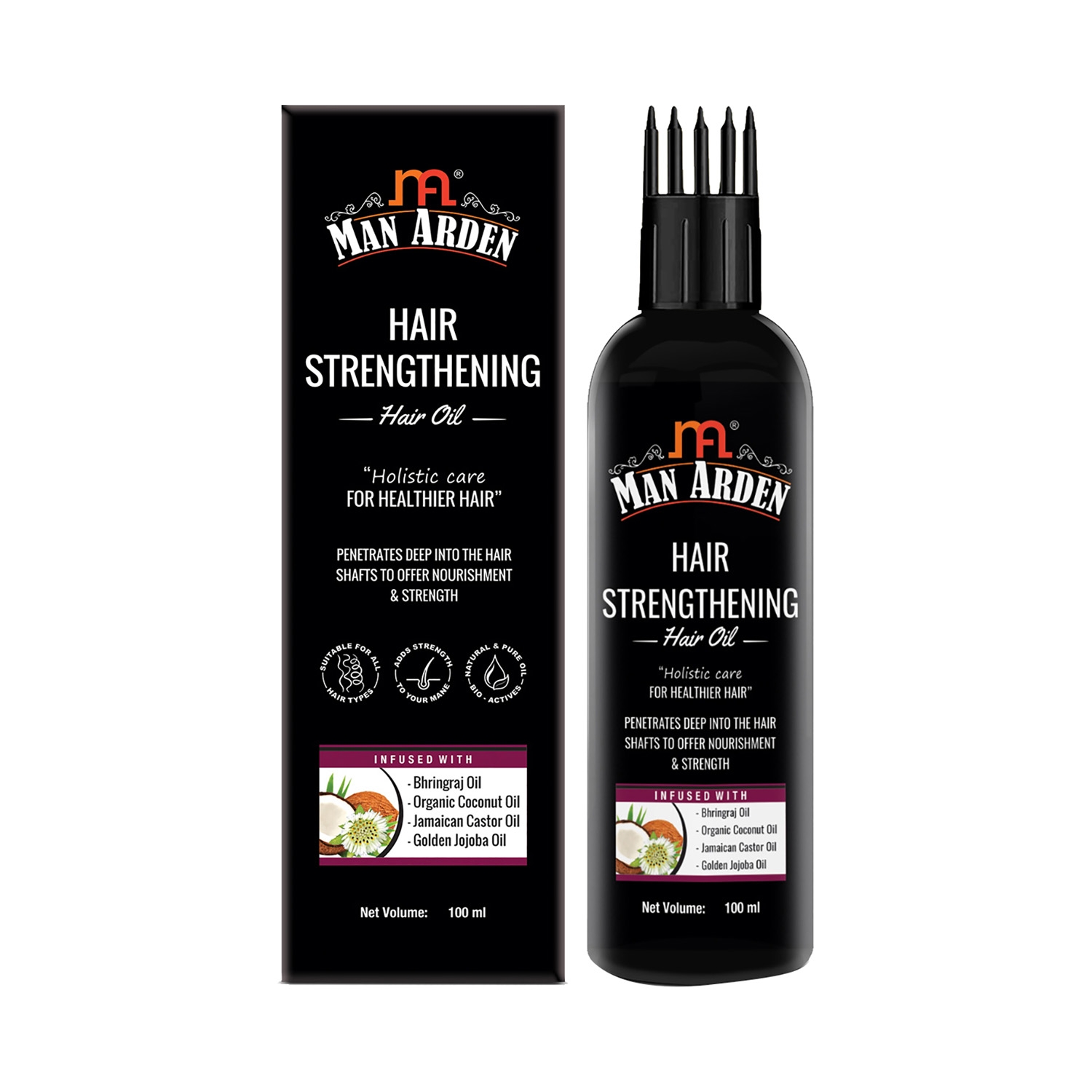 Man Arden | Man Arden Hair Strengthening Hair Oil With Comb Applicator For Nourishment & Strength (100ml)