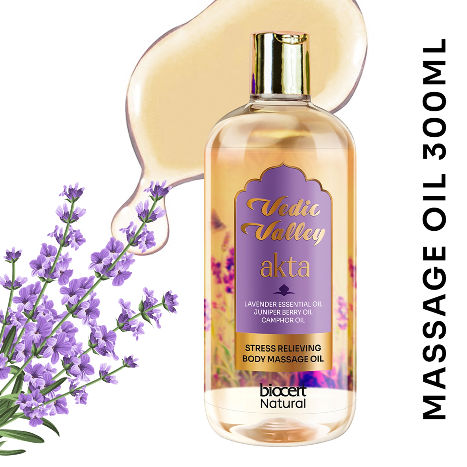 Vedic Valley | Vedic Valley Lavender Stress Relieving Natural Body Massage Oil - (300ml)