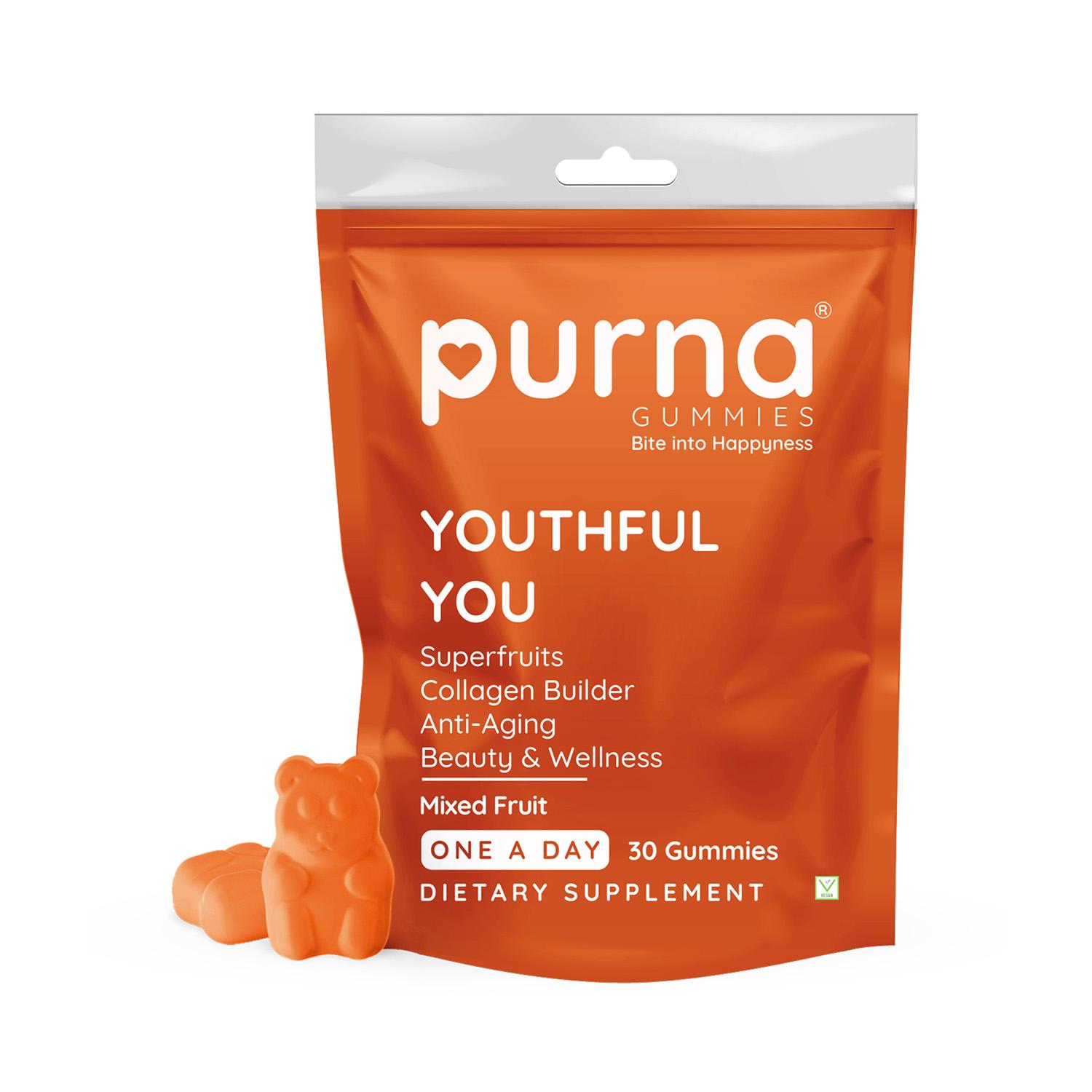 Purna Gummies | Purna Gummies Superfruits Collagen Gummies For Hair And Skin - Mixed Fruit Flavor (30 Pcs)