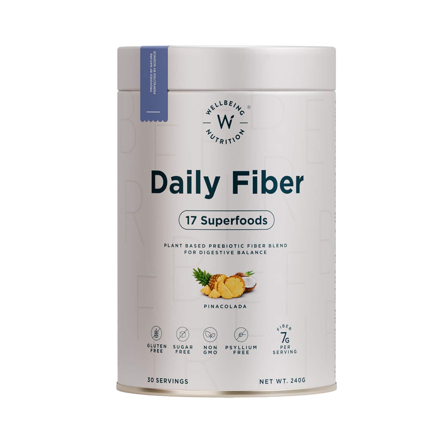 Wellbeing Nutrition | Wellbeing Nutrition Daily Prebiotic Fiber 17 Superfoods Bloating Indigestion Pina Colada (240 g)
