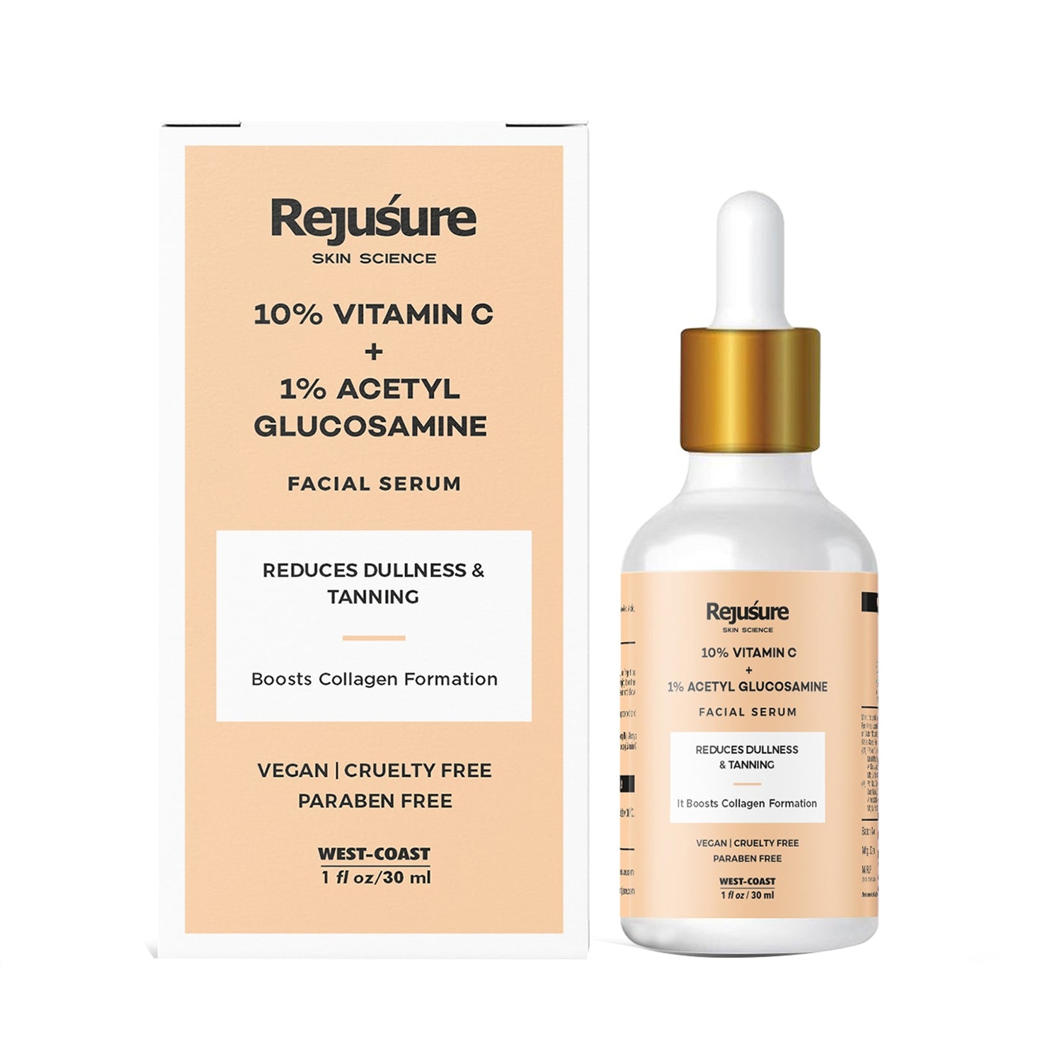 Rejusure | Rejusure 10% Vitamin C + 1% Acetyl Glucosamine Facial Serum (30ml)