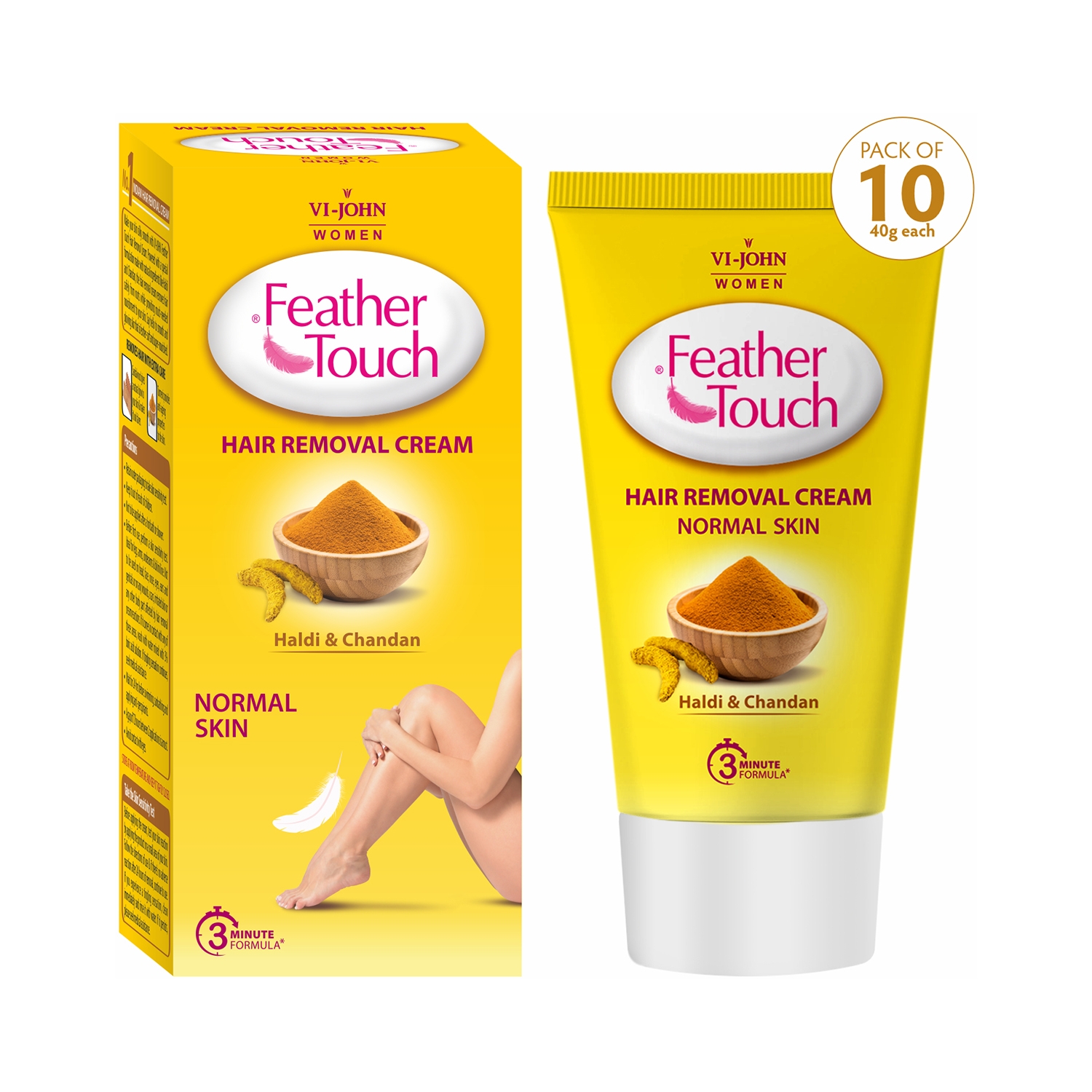 VI-JOHN | VI-JOHN Feather Touch Haldi & Chandan Hair Removal Cream (Pack of 10)