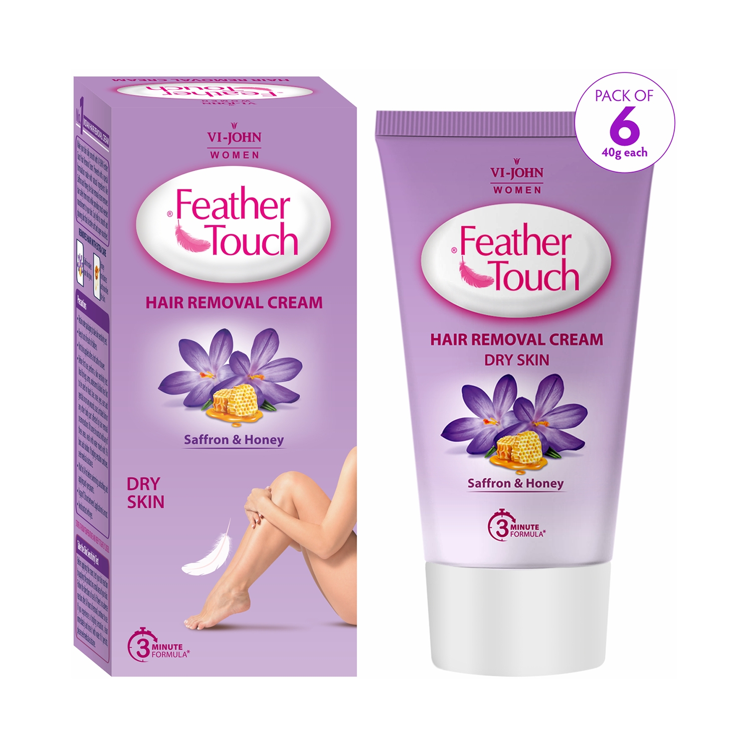 VI-JOHN | VI-JOHN Feather Touch Saffron & Honey Hair Removal Cream (Pack of 6)