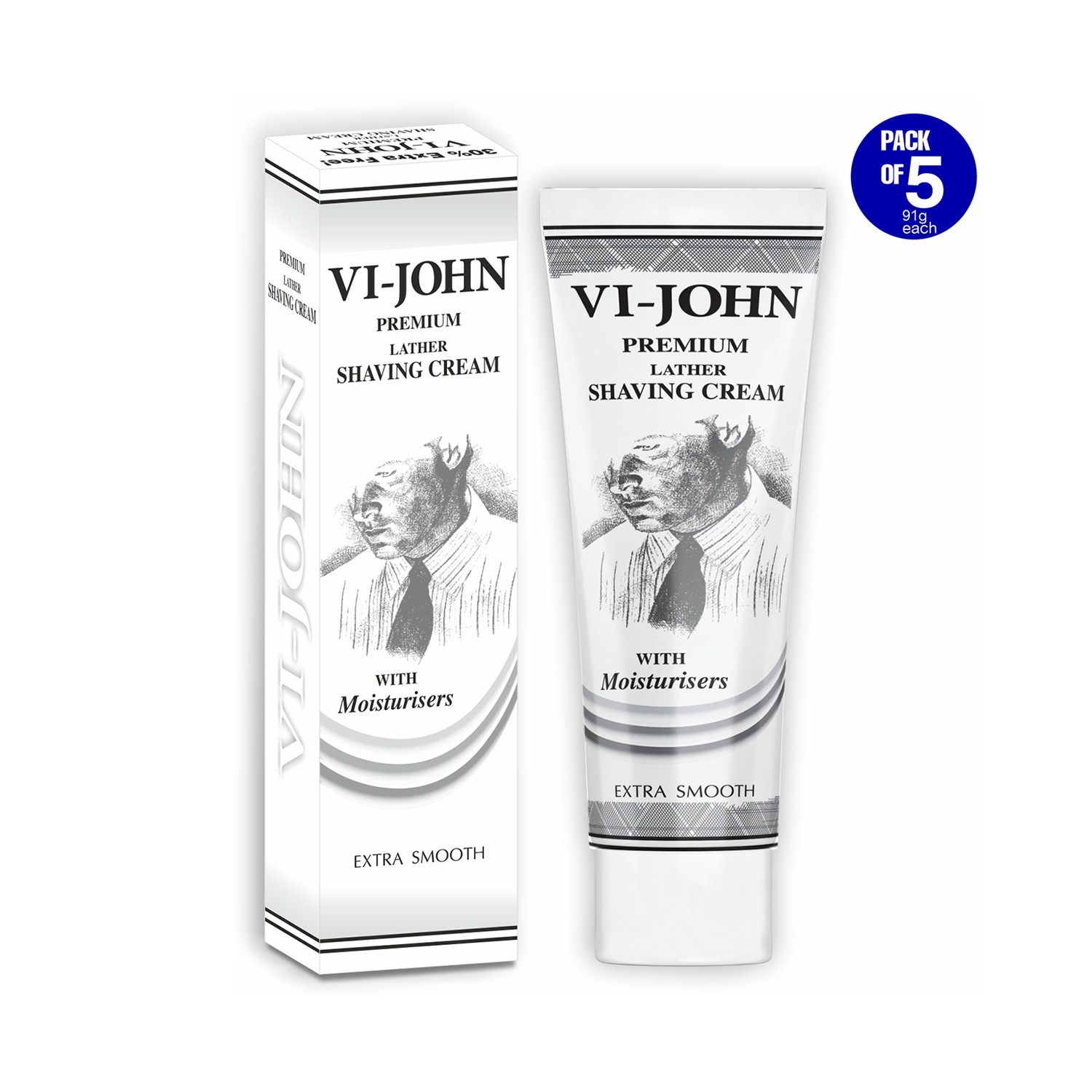 VI-JOHN | VI-JOHN Premium Lather Extra Smooth Shaving Cream (Pack of 5)