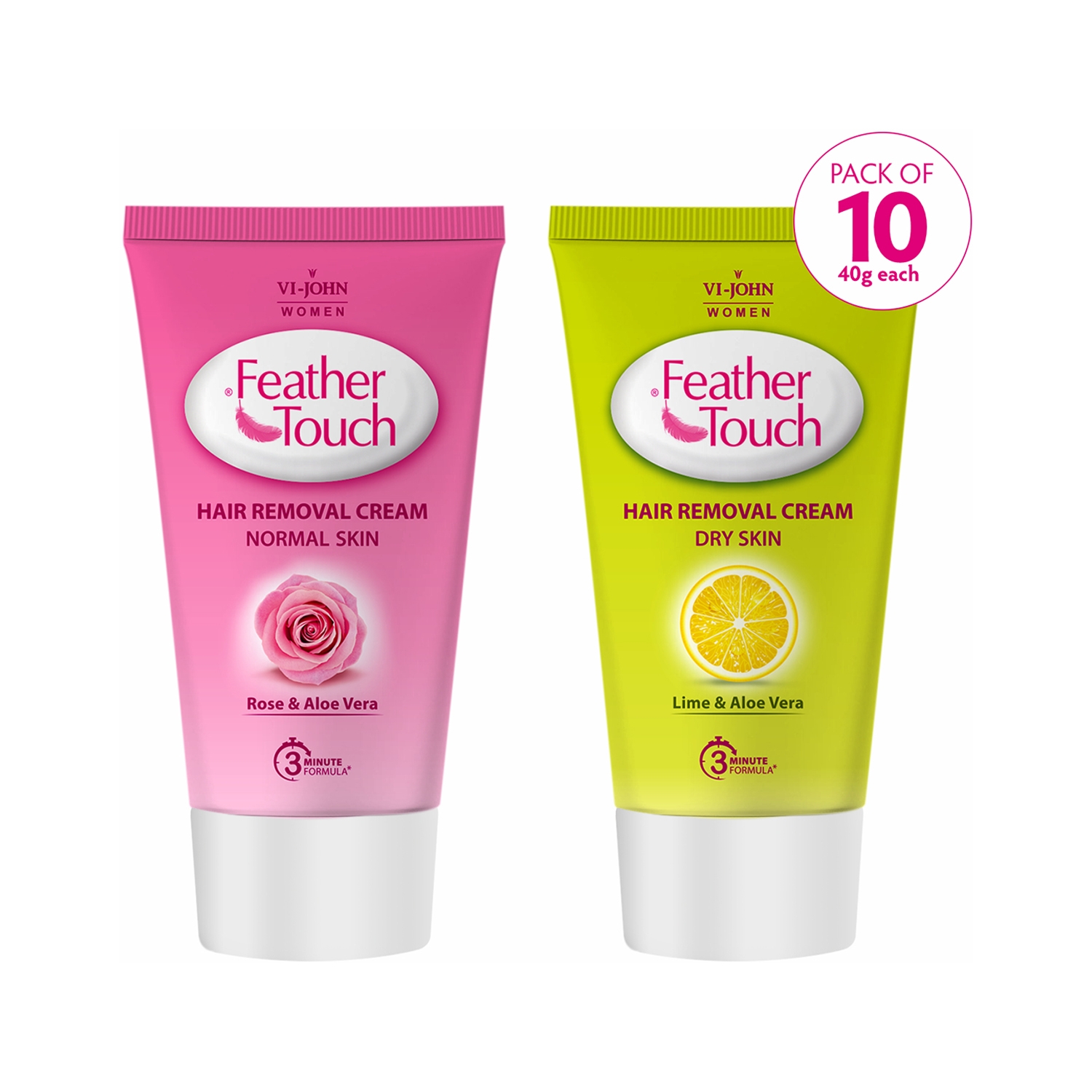 VI-JOHN | VI-JOHN Feather Touch Lime & Rose Hair Removal Cream (Pack of 10)