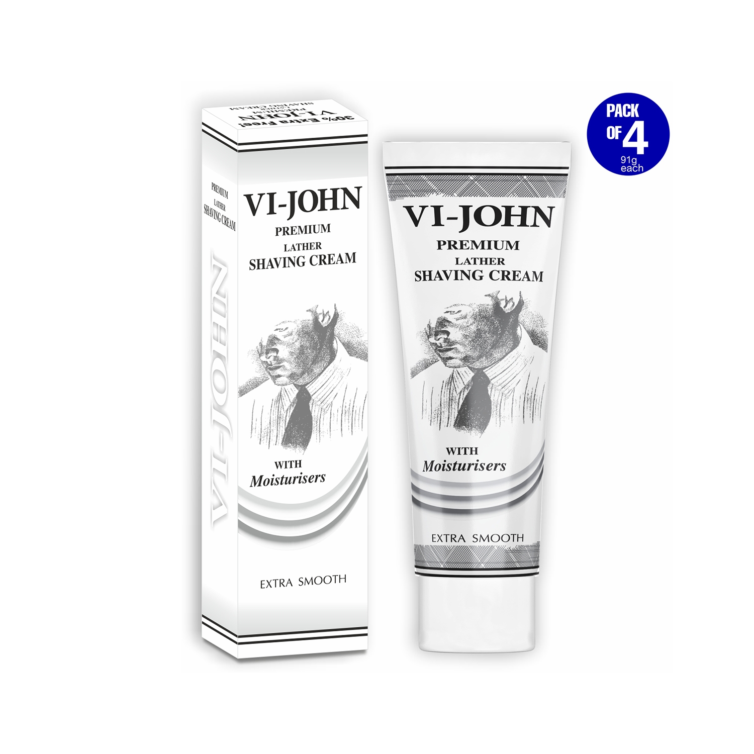VI-JOHN | VI-JOHN Premium Lather Extra Smooth Shaving Cream (Pack of 4)