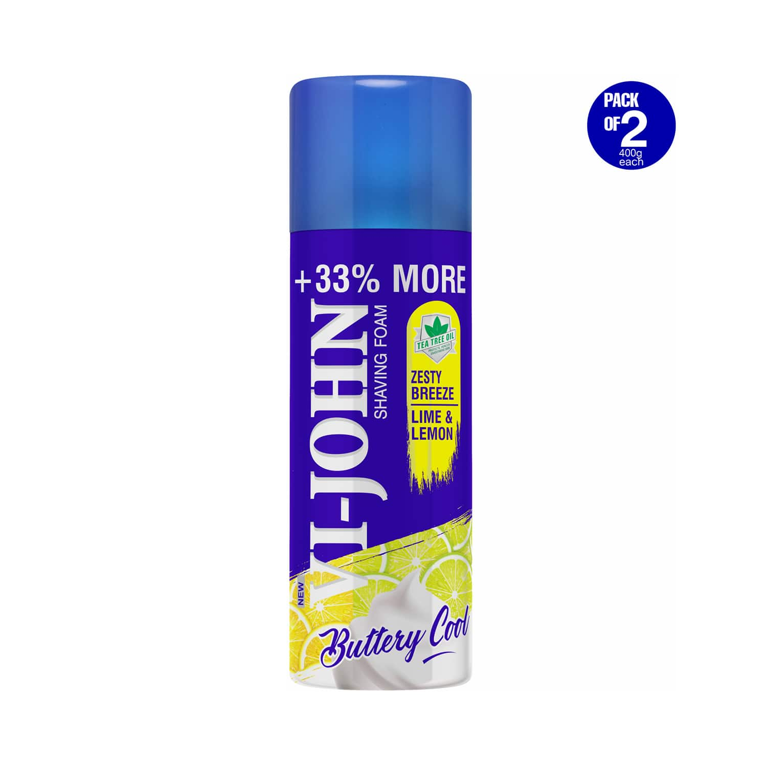 VI-JOHN | VI-JOHN Zesty Breeze Lime & Lemon Shaving Foam (Pack Of 2)