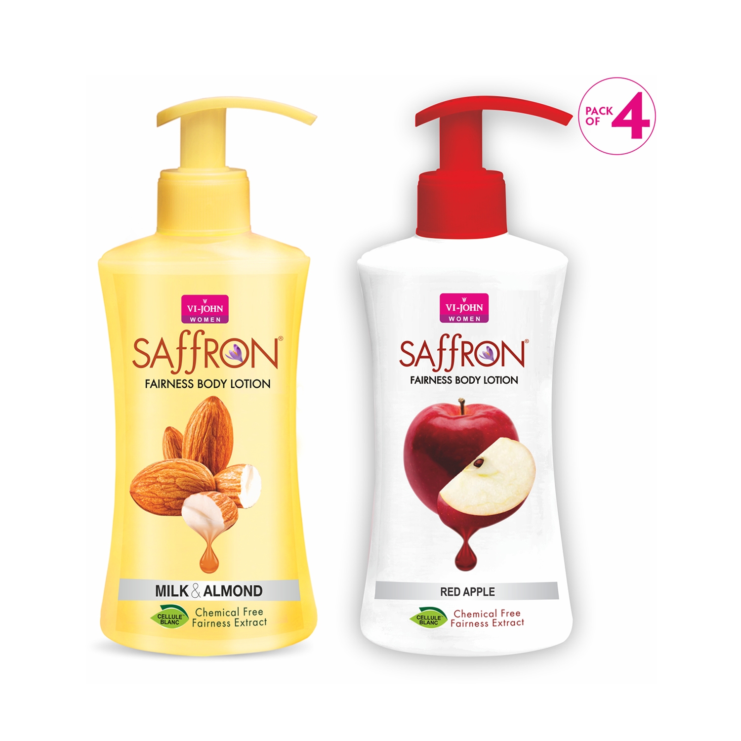 VI-JOHN | VI-JOHN Women Saffron Body Lotion Combo Red Apple + Milk Almond