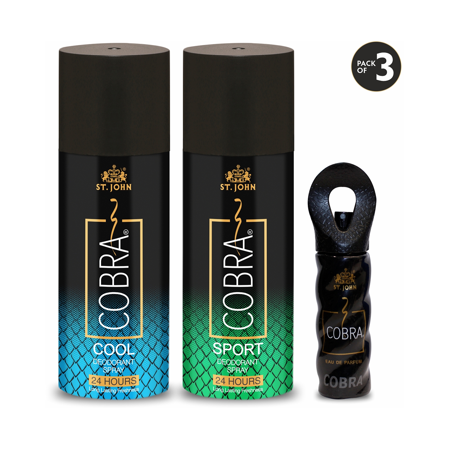 ST.JOHN | ST.JOHN Cobra Sports & Cool Limited Edition Deodorant Spray And Cobra Eau De Parfum (3 Pcs)