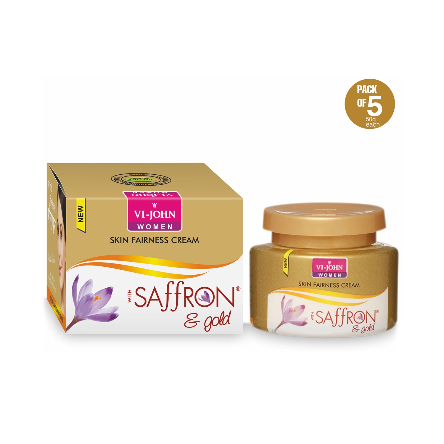 VI-JOHN | VI-JOHN Saffron & Gold Skin Fairness Cream (Pack of 5)