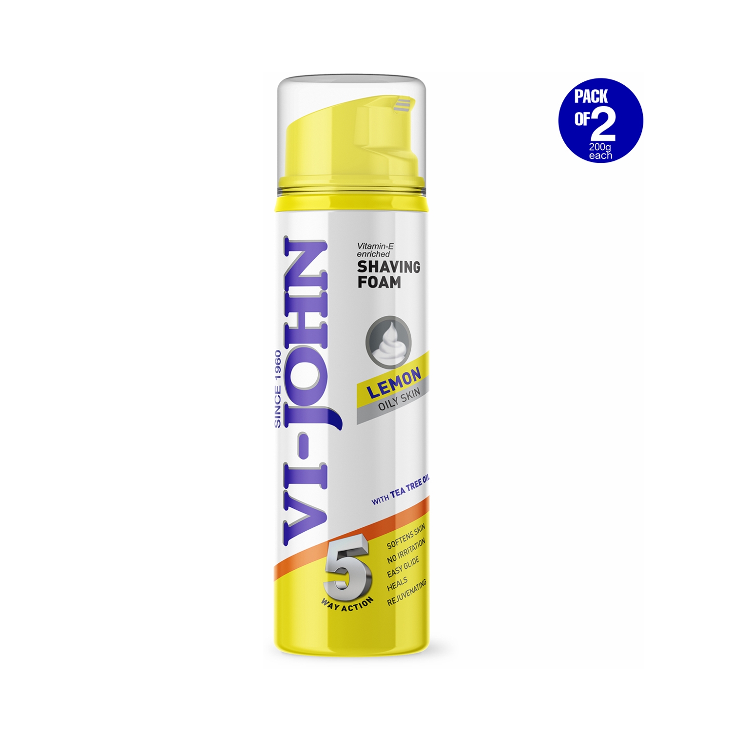 VI-JOHN | VI-JOHN Classic Lemon 5 Way Action Shaving Foam (Pack of 2)