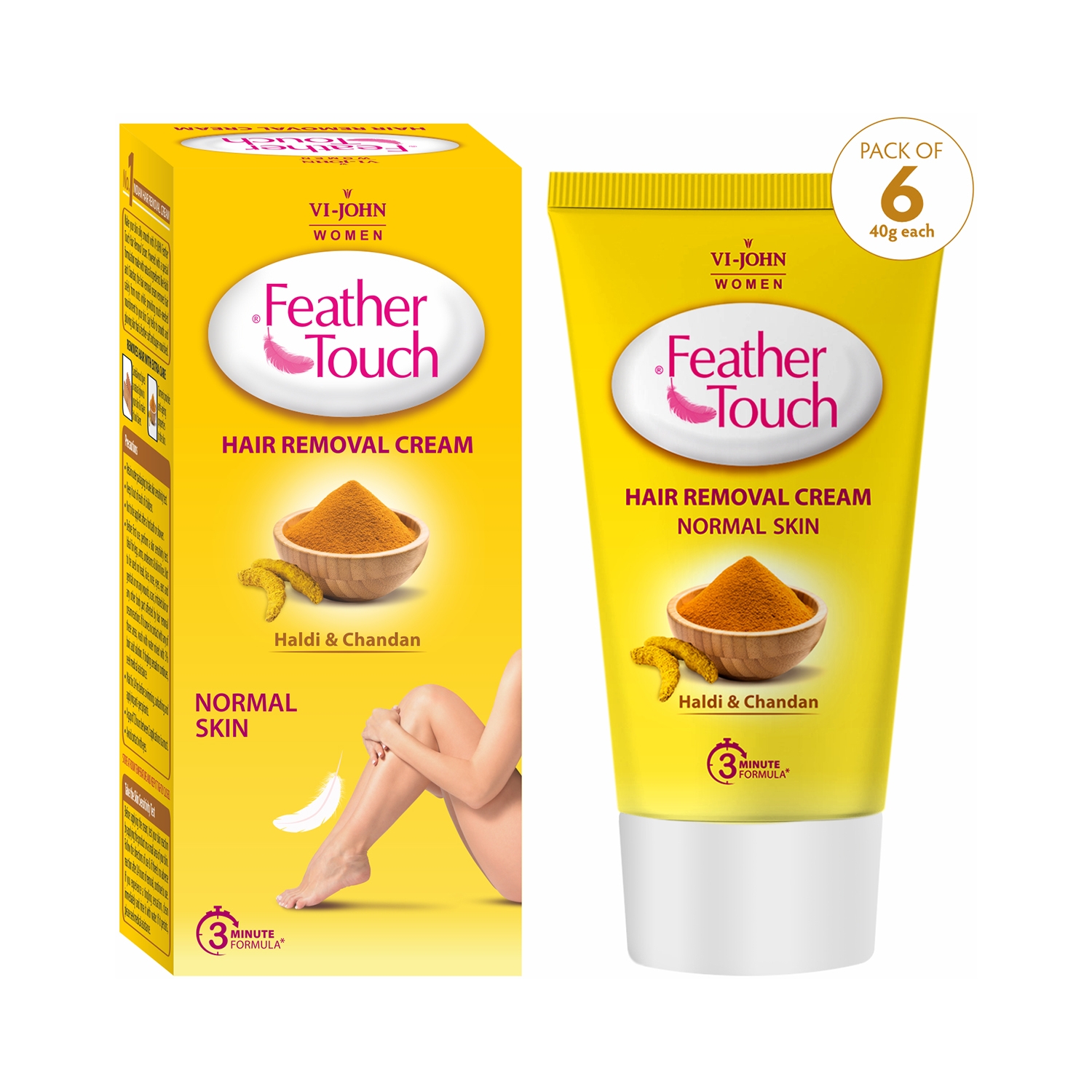 VI-JOHN | VI-JOHN Feather Touch Haldi & Chandan Hair Removal Cream (Pack of 6)