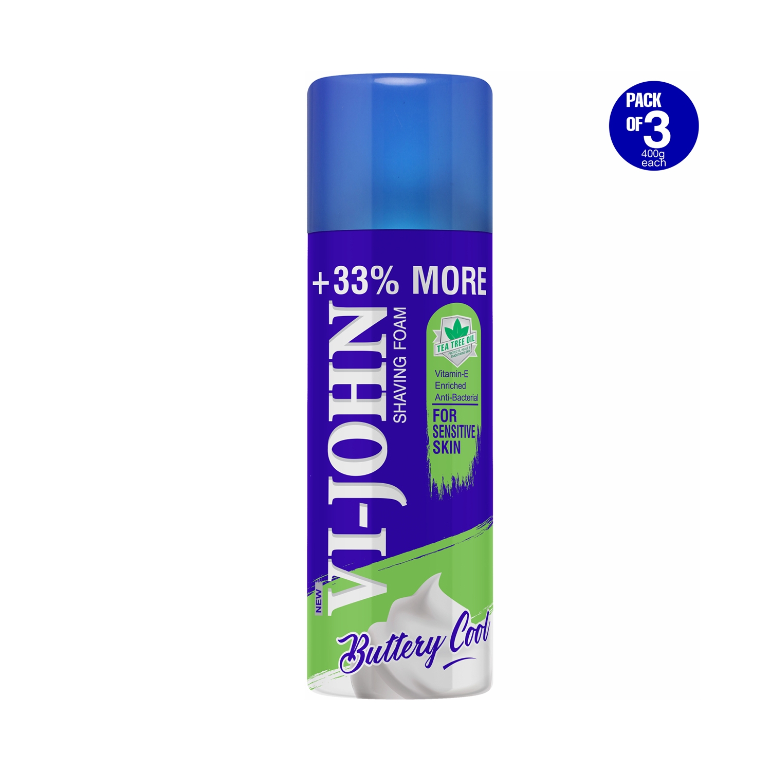 VI-JOHN | VI-JOHN Shaving Foam For Sensitive Skin With Vitamin E (Pack Of 3)