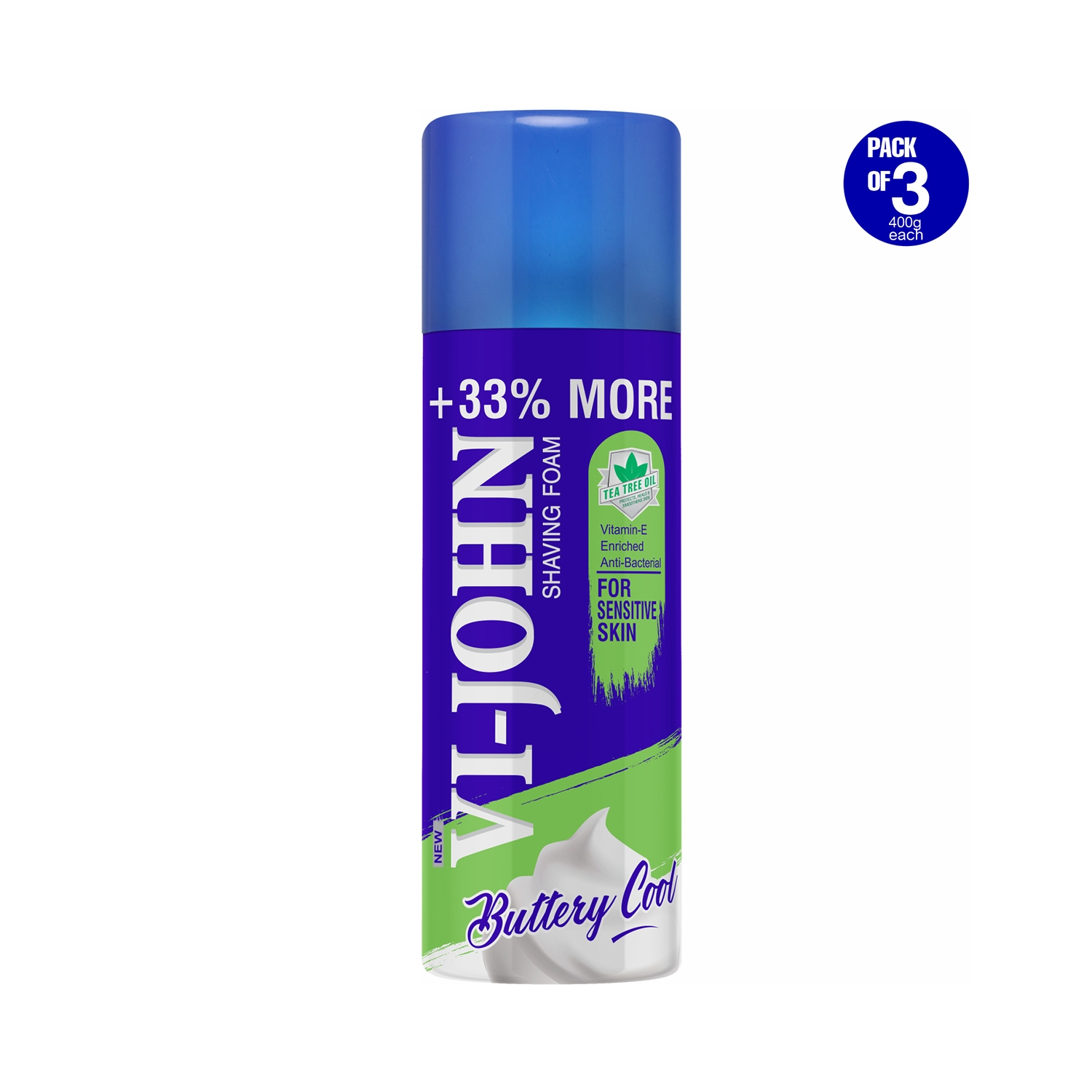VI-JOHN | VI-JOHN Sensitive Skin Shaving Foam For Men (Pack of 3) (400 ml)
