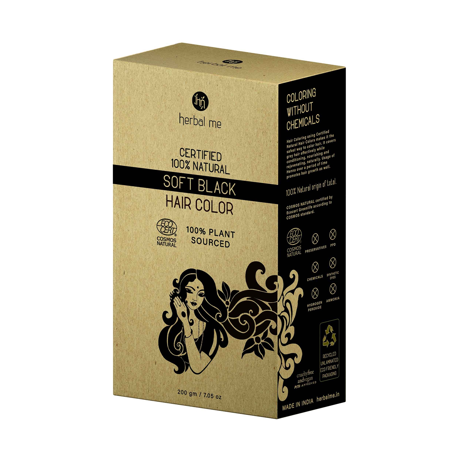 Herbal Me | Herbal Me Certified Natural Henna Hair Color - Soft Black (200g)