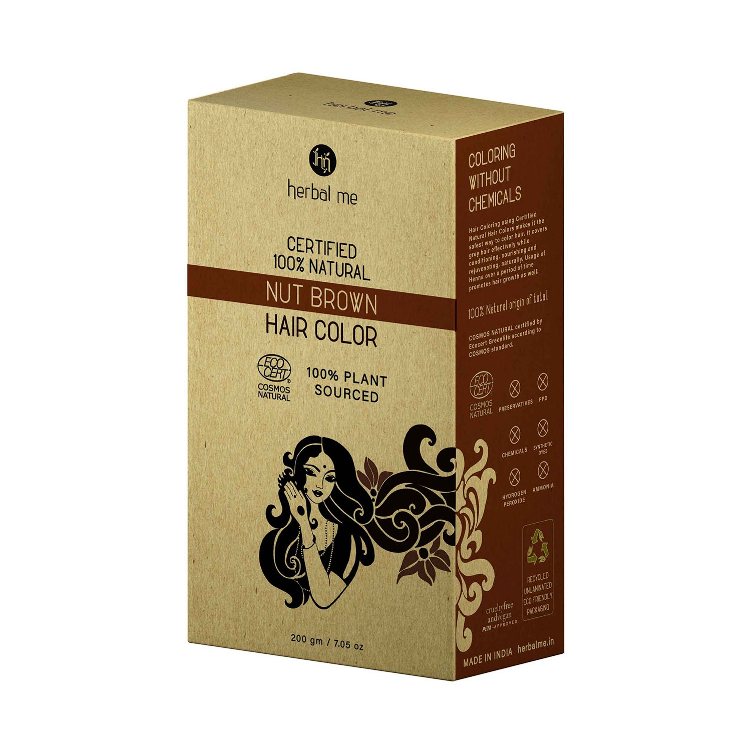 Herbal Me | Herbal Me Certified Natural Henna Hair Color - Nut Brown (200g)