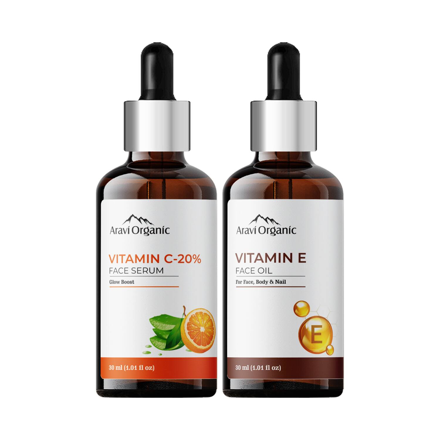 Aravi Organic | Aravi Organic Vitamin C Serum & Vitamin E Face Oil Combo Pack (2Pcs)