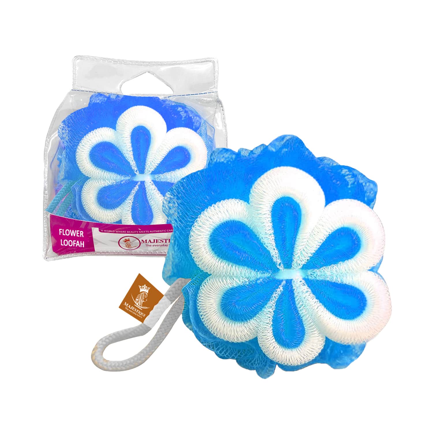 Majestique | Majestique Oval Loofah Mesh Bath Shower Sponge Shower Ball (Color May Vary)