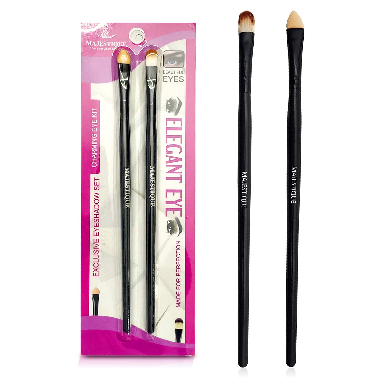 Majestique | Majestique Charming Eye Kit, Eyeshadow Sponge Brush and Eyeshadow Brush for Eyes and Brow Bone