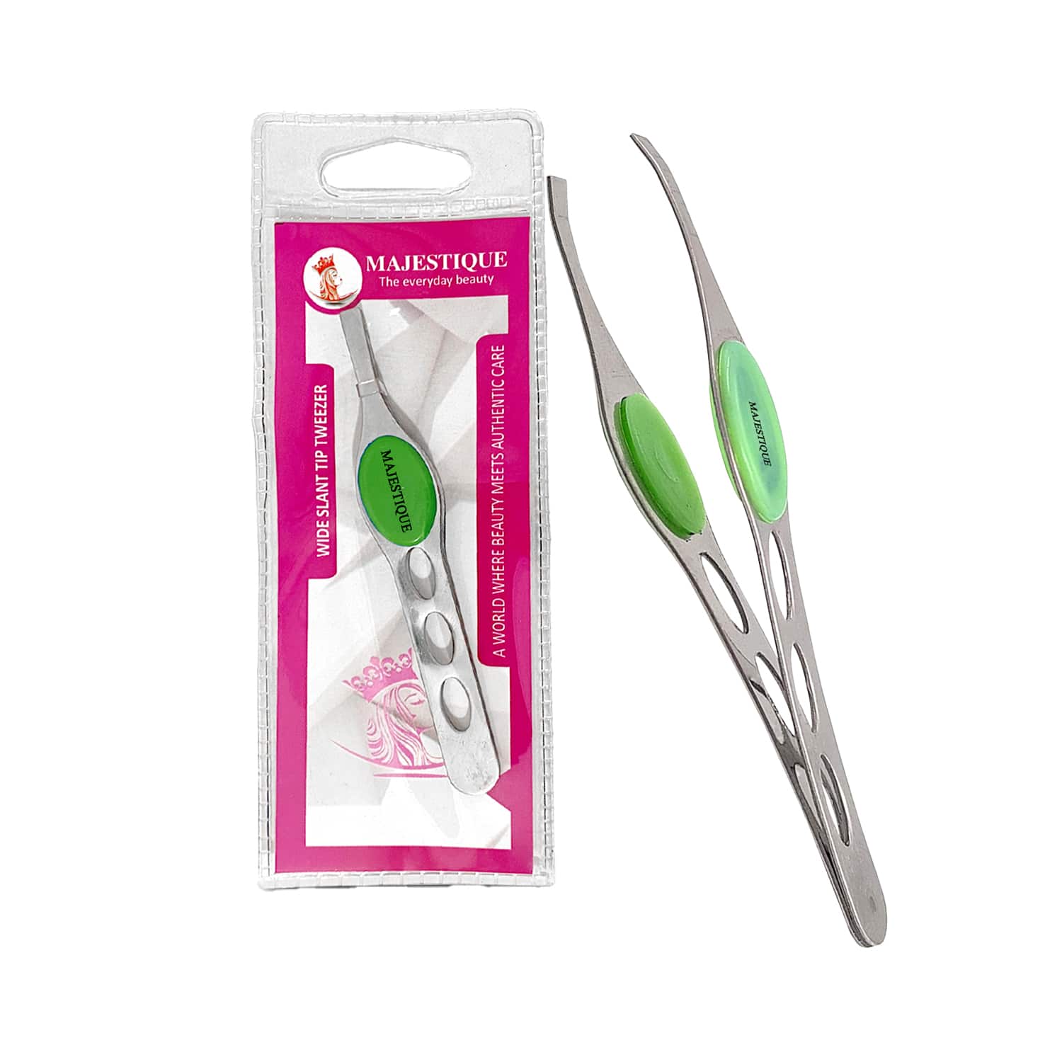 Majestique | Majestique Slant Tip Tweezer With Grip Non-Slip Grip