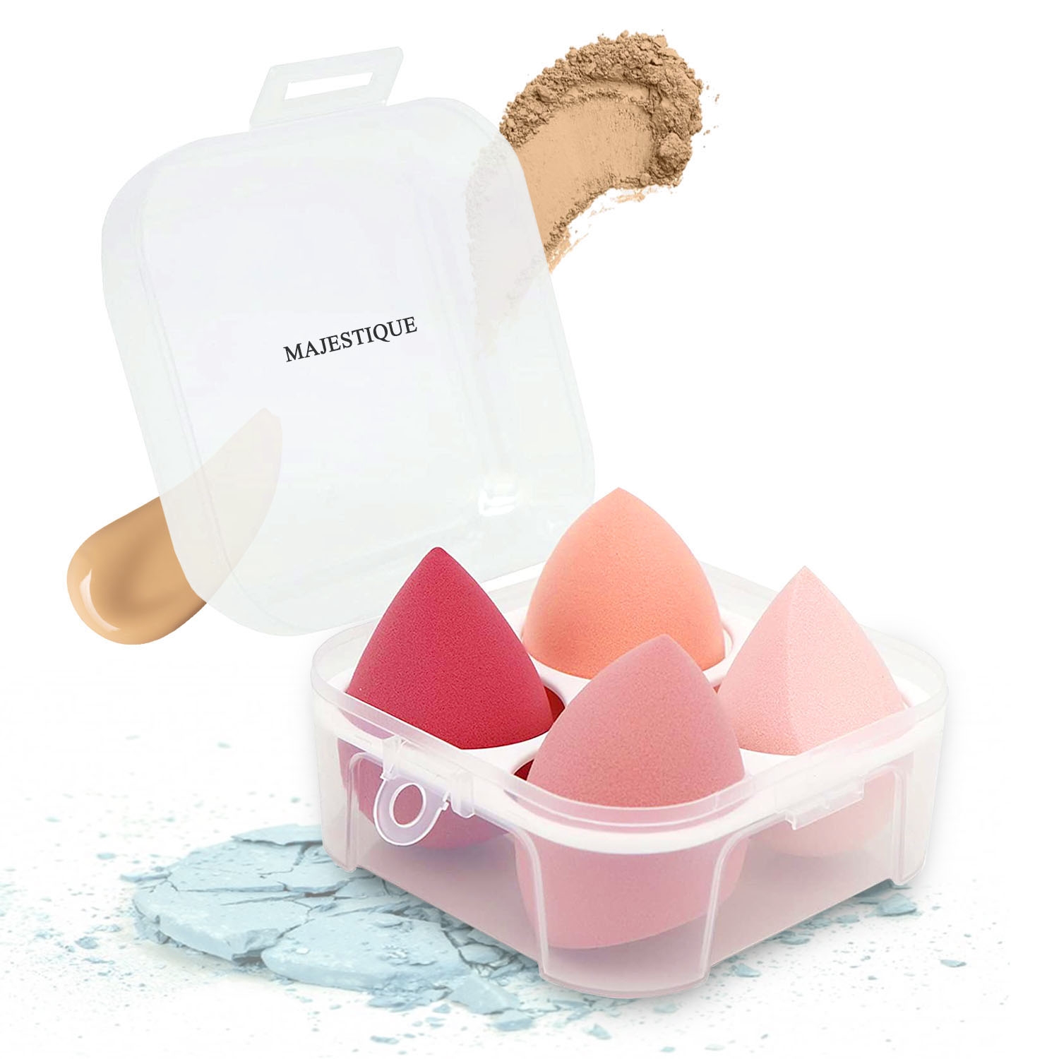 Majestique Professional Mushy Beauty Blender Sponge With Egg Case - (5Pcs)