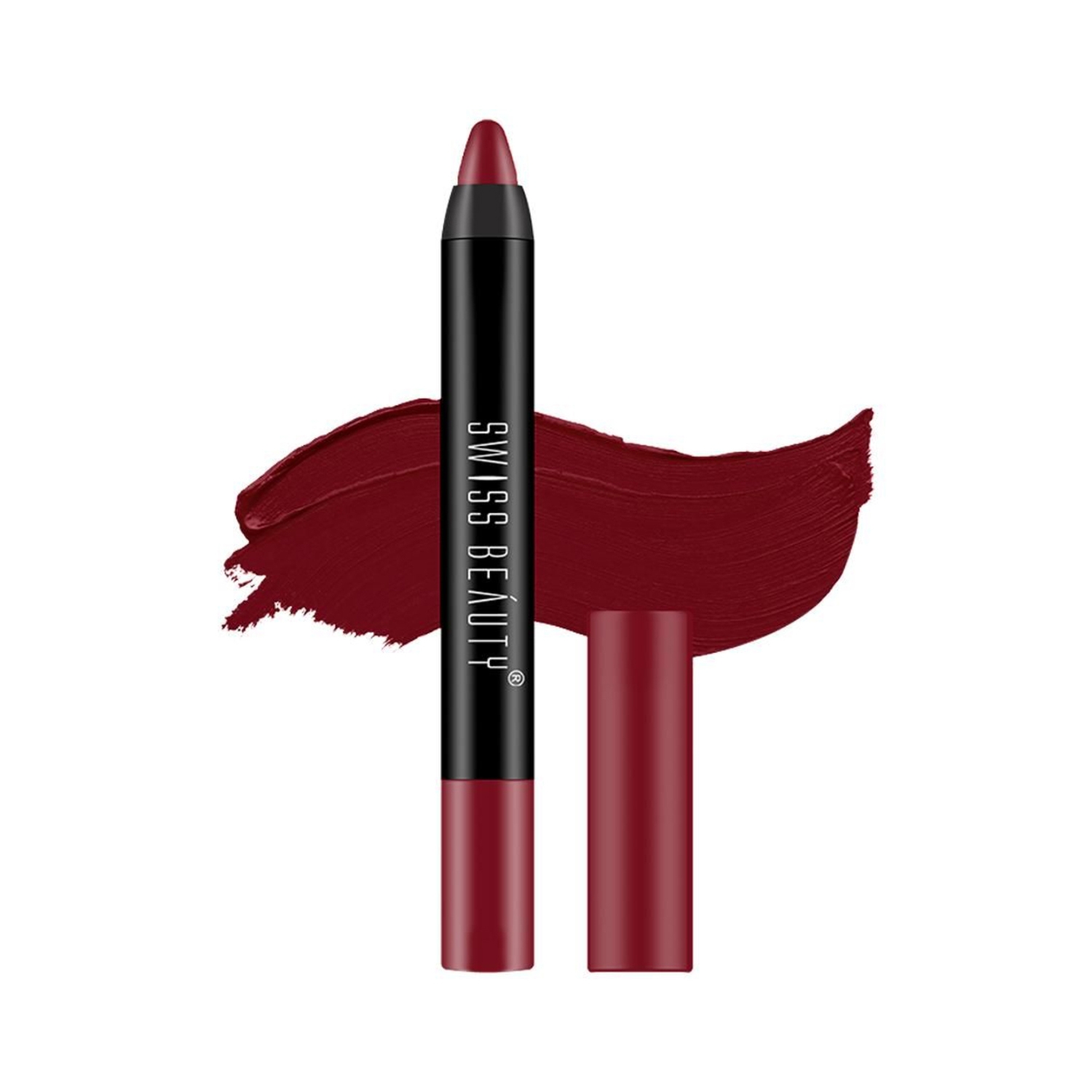 Swiss Beauty | Swiss Beauty Non Transfer Matte Crayon Lipstick - Bloodshot Maroon (3.5g)