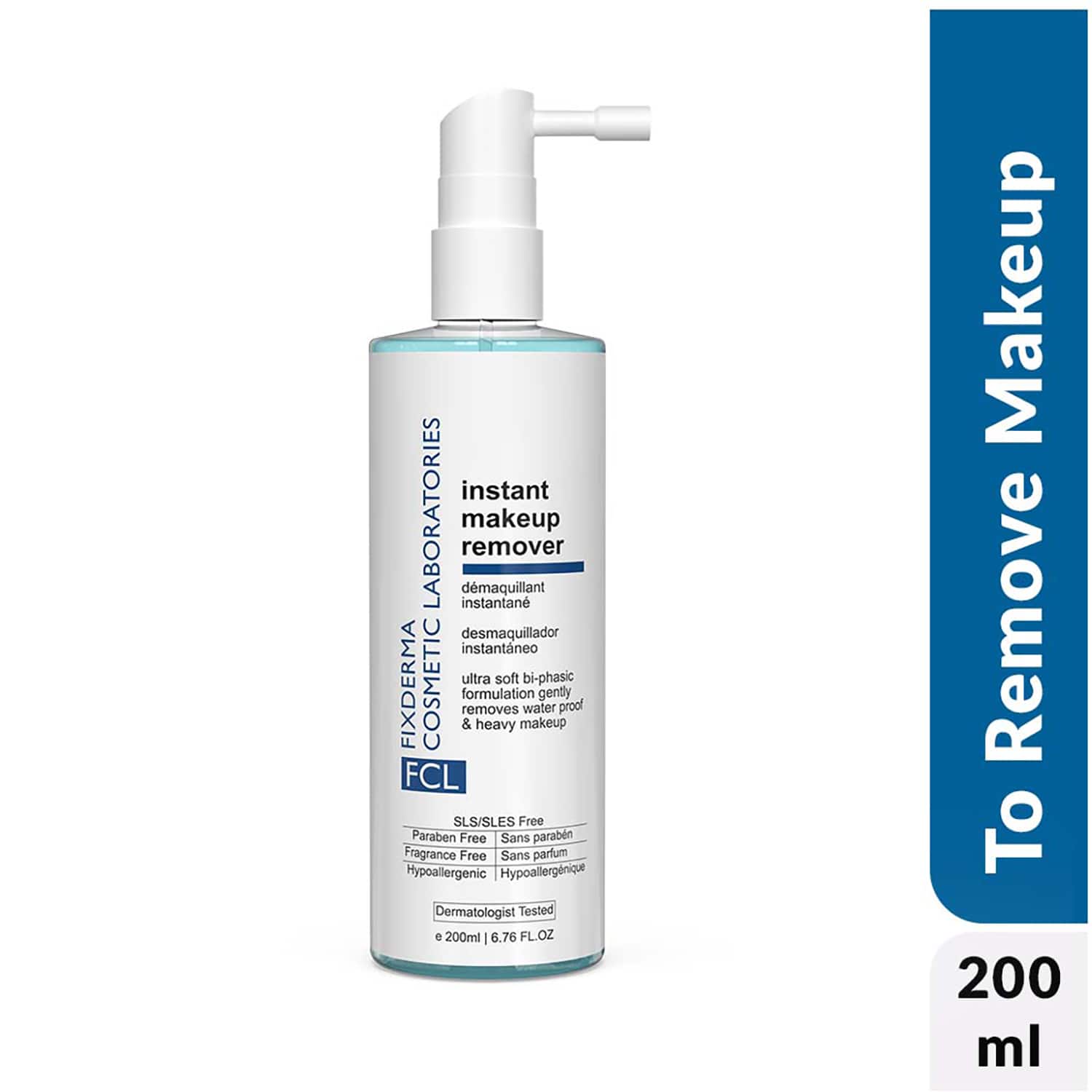 Fixderma Cosmetic Laboratories | Fixderma Cosmetic Laboratories Bi-Phasic Instant Makeup Remover, Removes Eye & Lip Makeup (200ml)