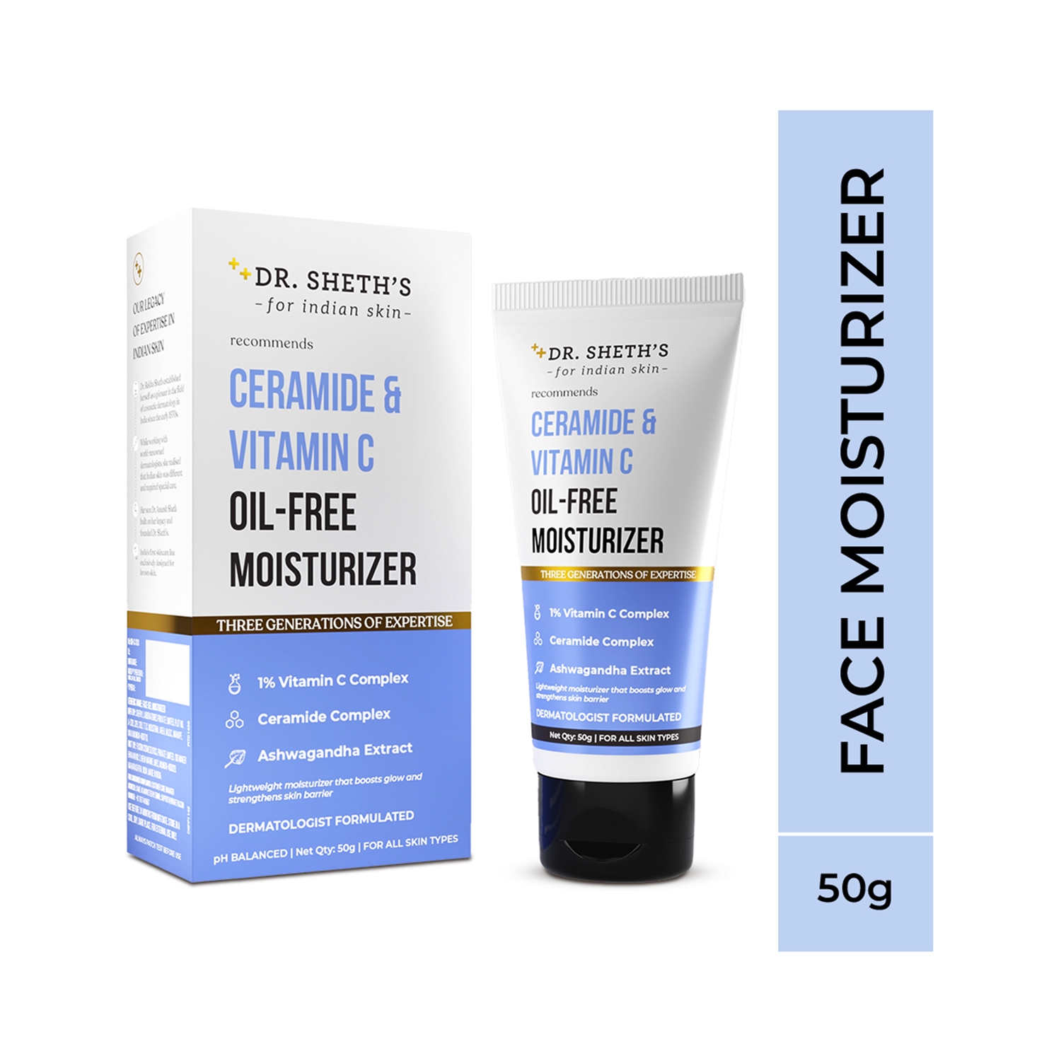Dr. Sheth's | Dr. Sheth's Ceramide & Vitamin C Oil Free Moisturiser(50g)