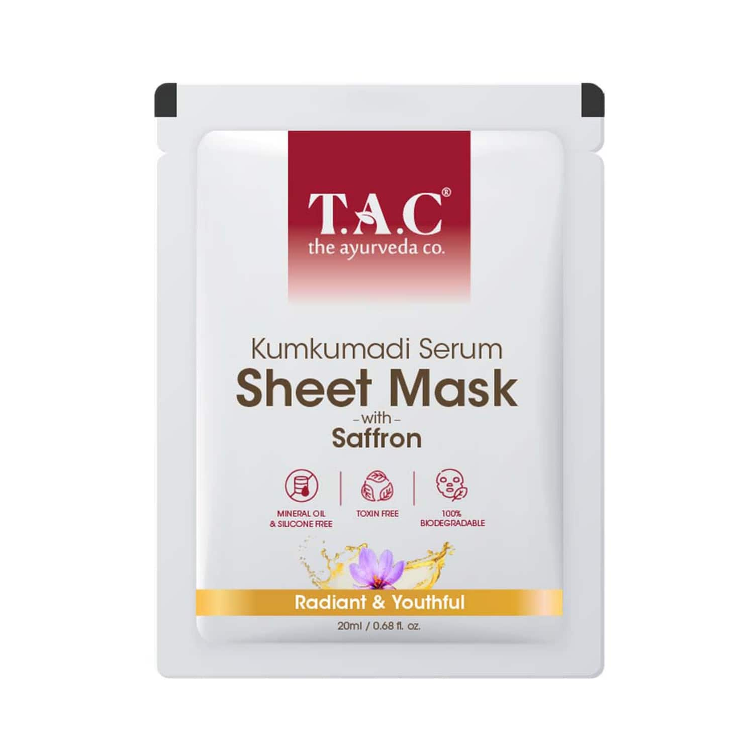 TAC - The Ayurveda Co. | TAC - The Ayurveda Co. Kumkumadi Serum Sheet Mask (22ml)