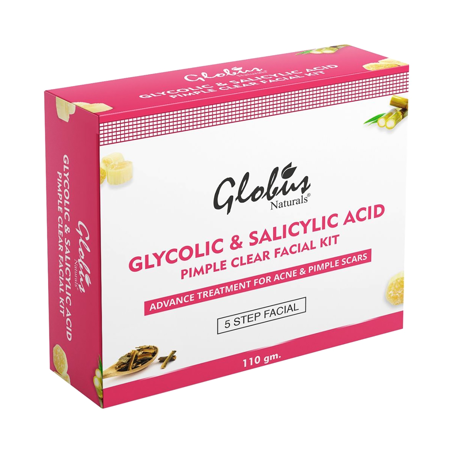 Globus Remedies | Globus Remedies Pimple Clear Glycolic Acid & Salicylic Acid Facial Kit (110g)