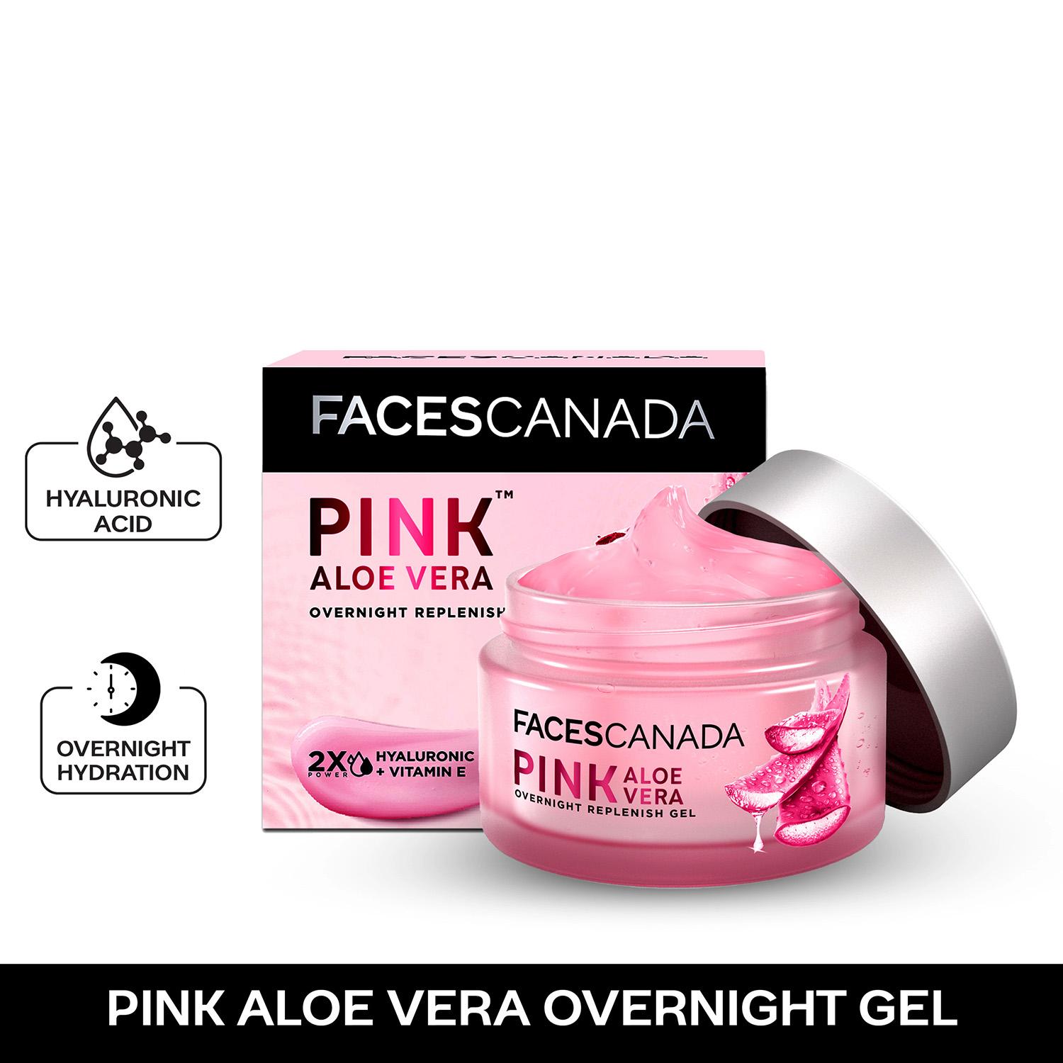 Faces Canada | Faces Canada Pink Aloe Vera Overnight Replenish Gel, Anti-Ageing, Nourishing & Skin Tightening (50 g)