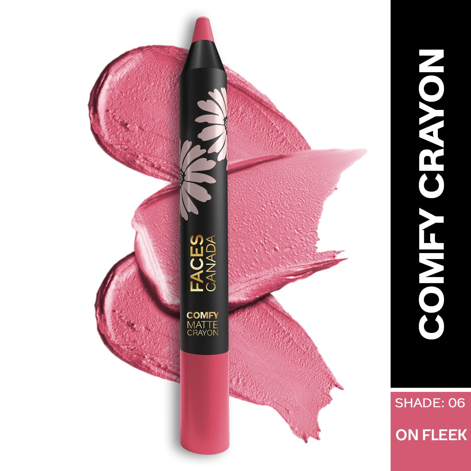 Faces Canada | Faces Canada Comfy Matte Lip Crayon - On Fleek 06, 8HR Long Stay, No Dryness (2.8 g)
