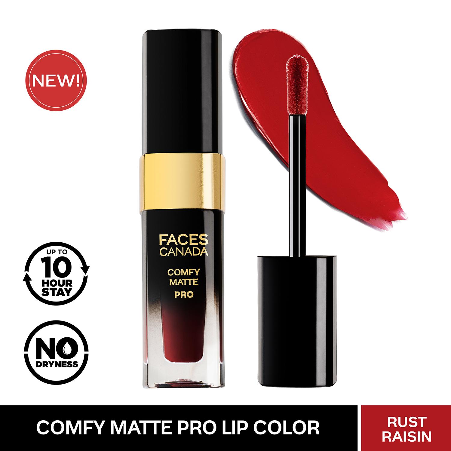 Faces Canada | Faces Canada Comfy Matte Pro Liquid Lipstick - Rust Raisin 02, 10HR Stay, No Dryness (5.5 ml)