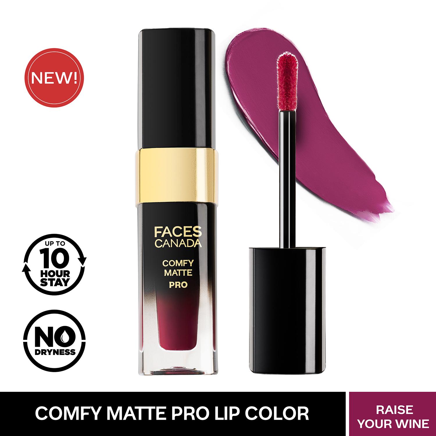 Faces Canada | Faces Canada Comfy Matte Pro Liquid Lipstick - Raise Your Wine 03, 10HR Stay, No Dryness (5.5 ml)