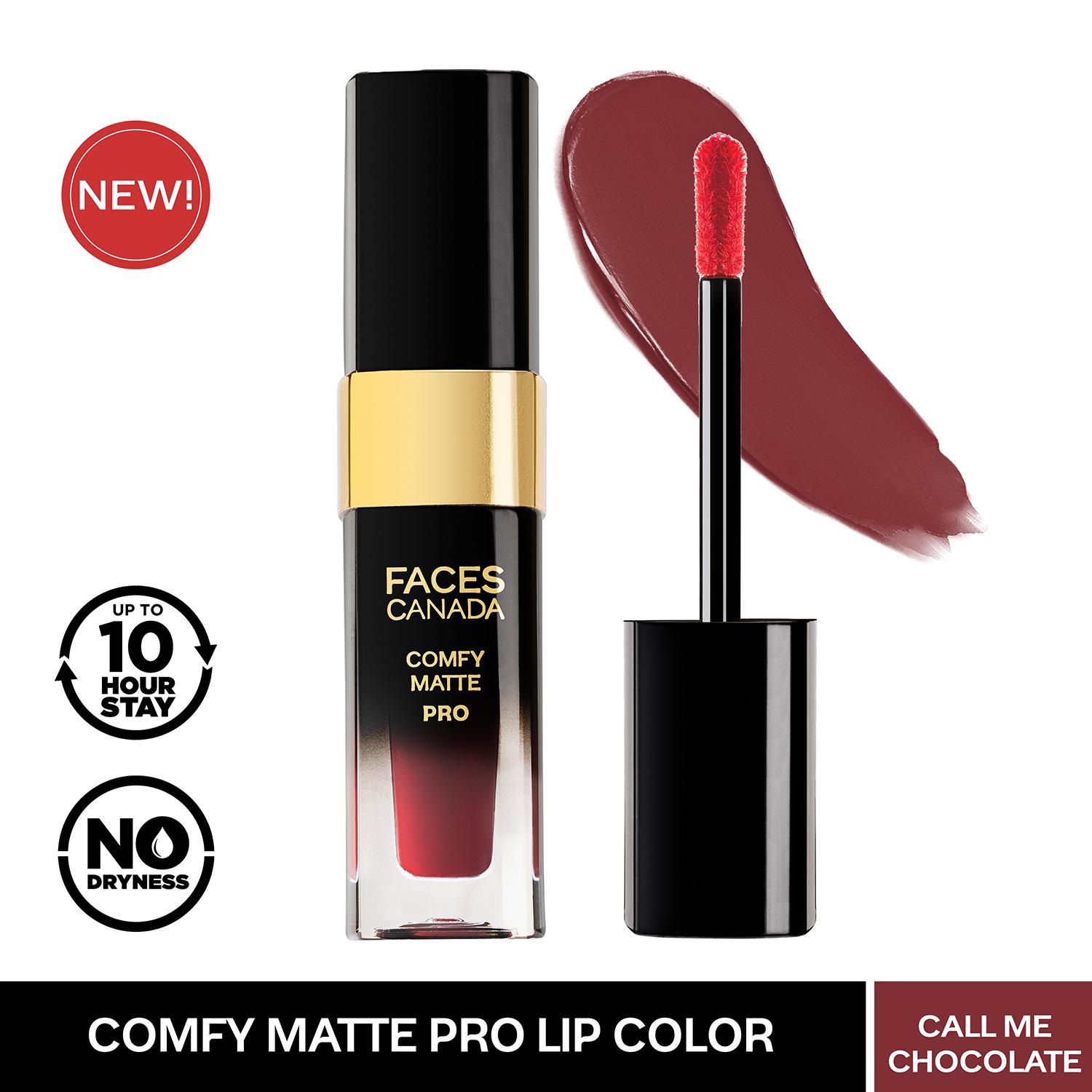 Faces Canada | Faces Canada Comfy Matte Pro Liquid Lipstick - Call Me Chocolate 07, 10HR Stay, No Dryness (5.5 ml)