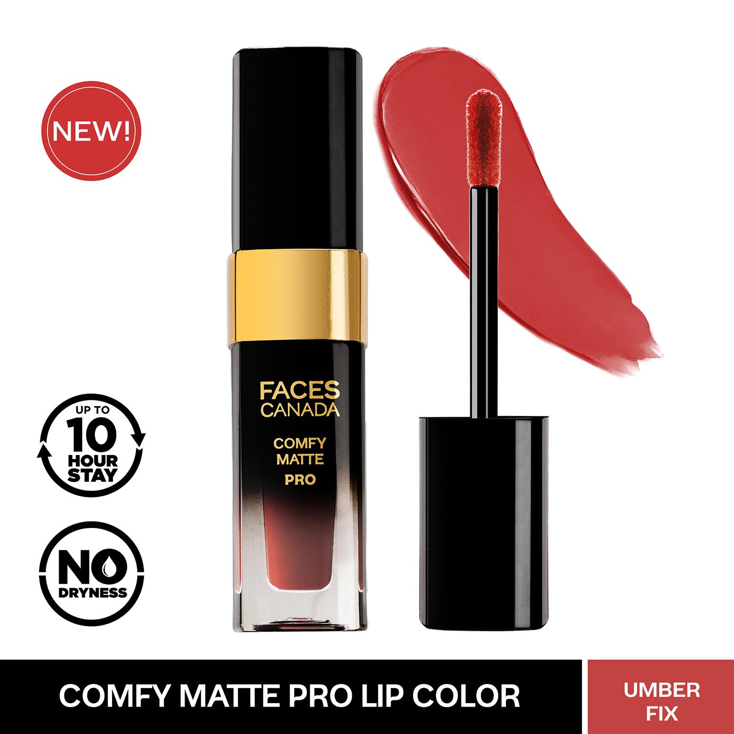 Faces Canada | Faces Canada Comfy Matte Pro Liquid Lipstick - Umber Fix 10, 10HR Stay, No Dryness (5.5 ml)