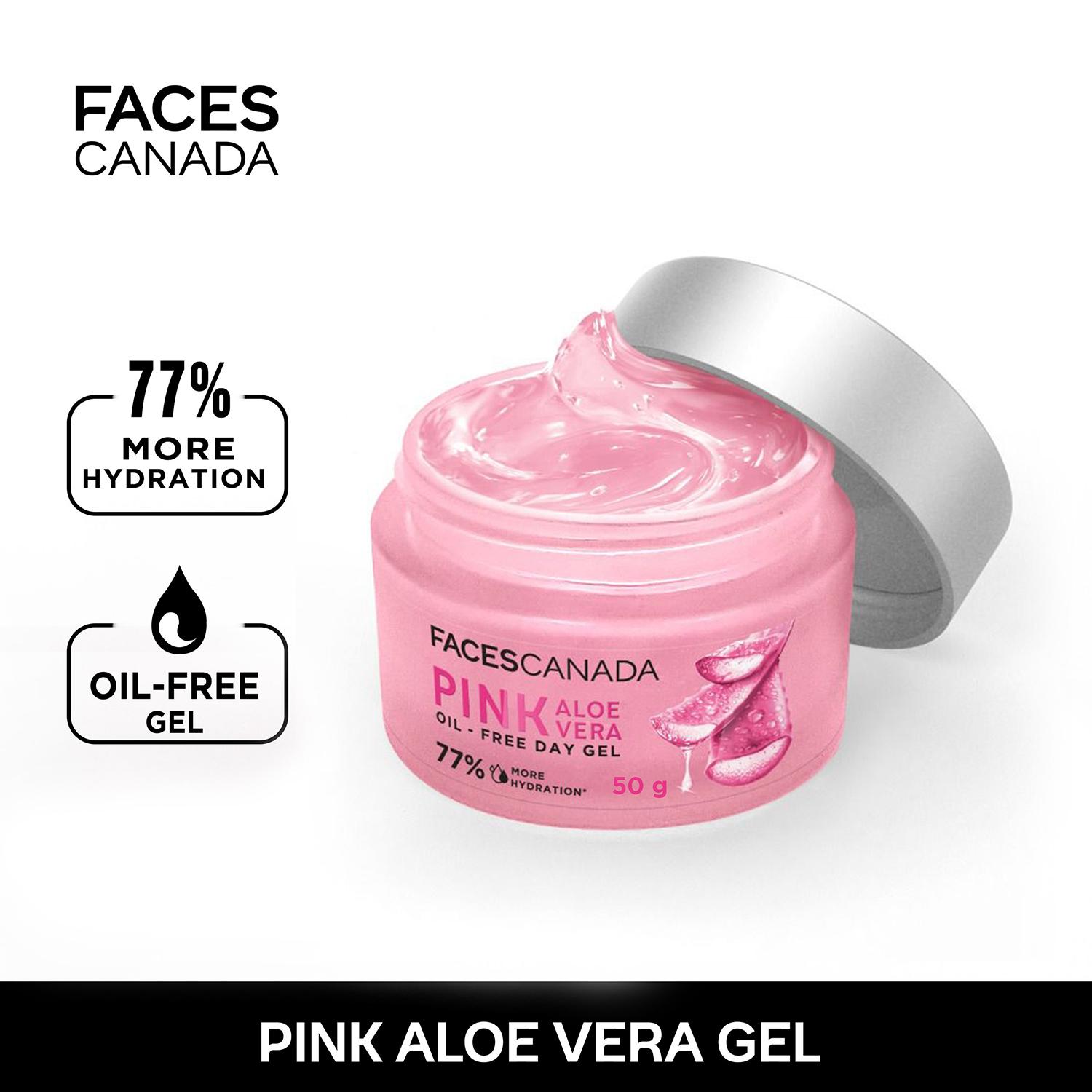 Faces Canada | Faces Canada Pink Aloe Vera Oil-Free Day Gel, 1.5% Hyaluronic Acid, Intense Hydration (50 g)