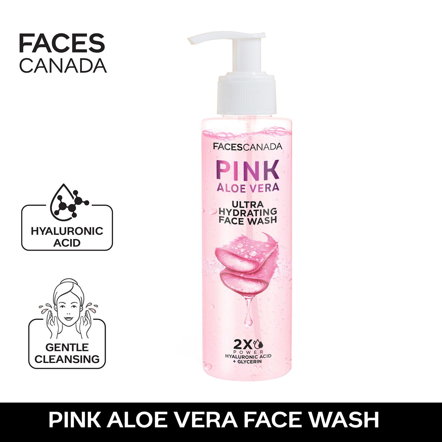 Faces Canada | Faces Canada Pink Aloe Vera Ultra Hydrating Face Wash, Hyaluronic Acid, Honey & Glycerin (100 ml)