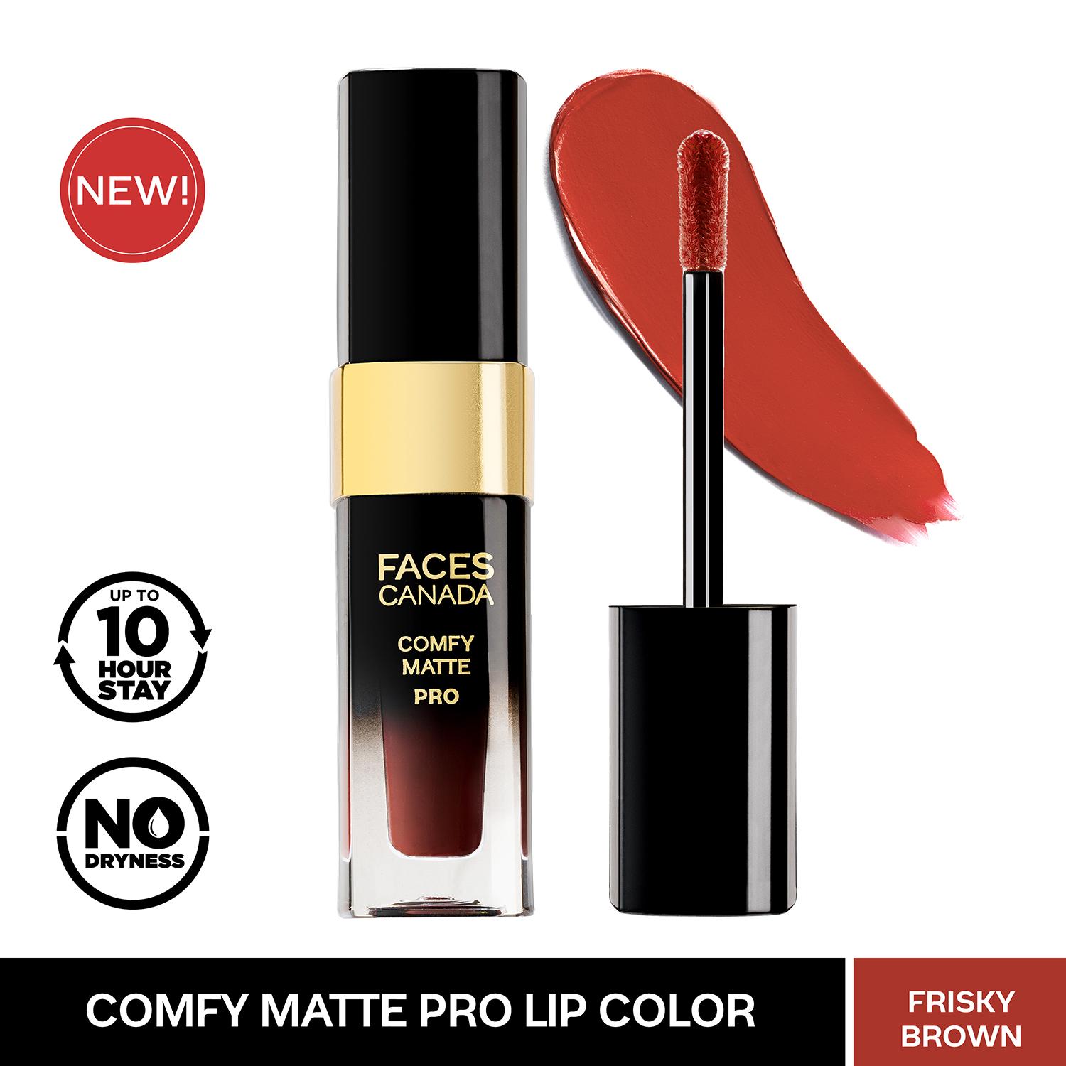 Faces Canada | Faces Canada Comfy Matte Pro Liquid Lipstick - Frisky Brown 13, 10HR Stay, No Dryness (5.5 ml)