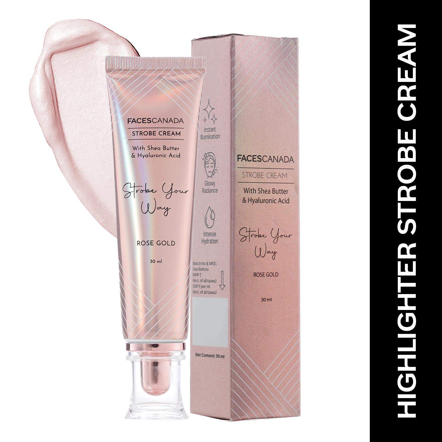 Faces Canada | Faces Canada Strobe Cream, Shea Butter & Hyaluronic Acid,Flawless Radiant Skin - Rose Gold (30 g)