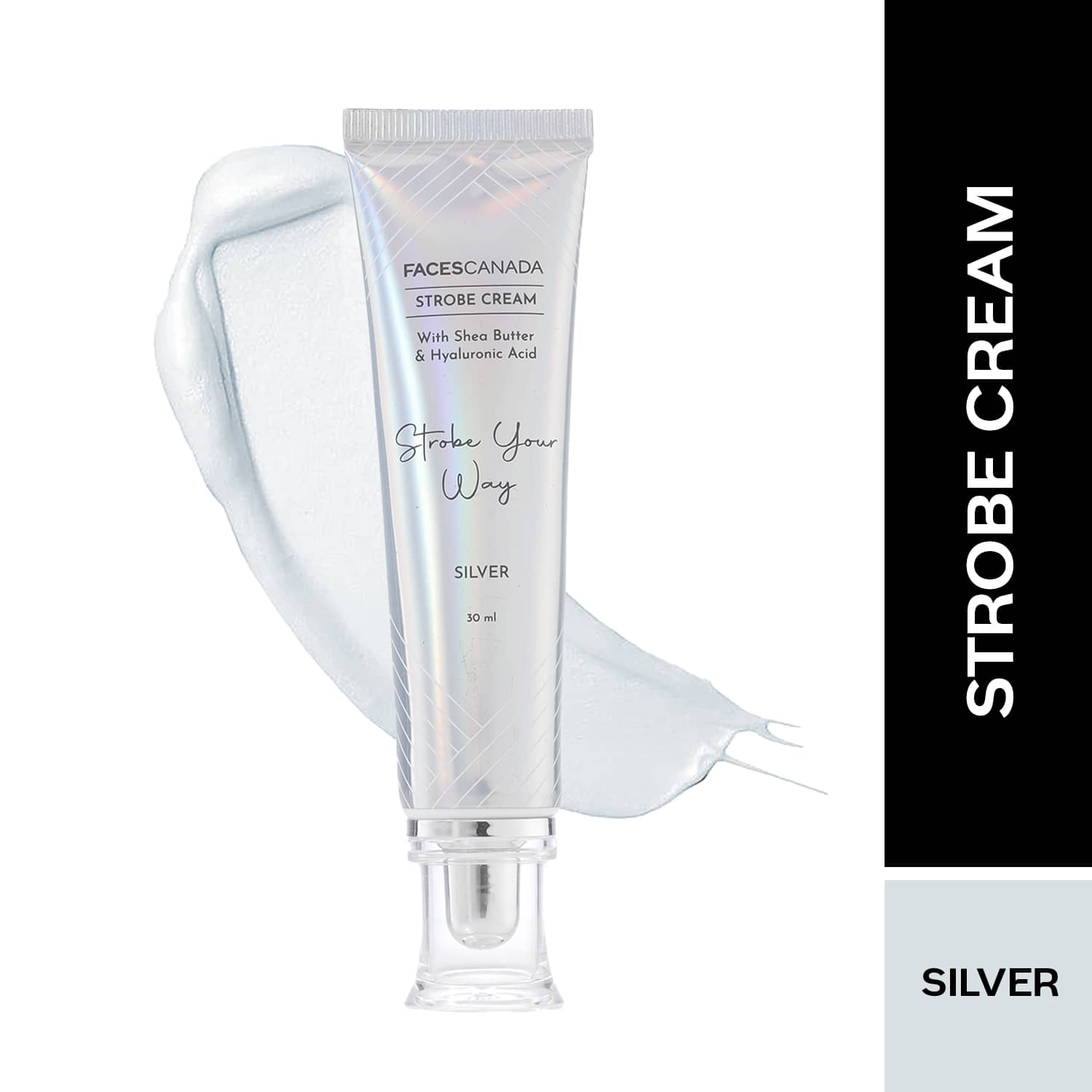 Faces Canada | Faces Canada Strobe Cream Primer + Highlighter + Moisturizer Flawless Radiant Skin - Silver (30 g)